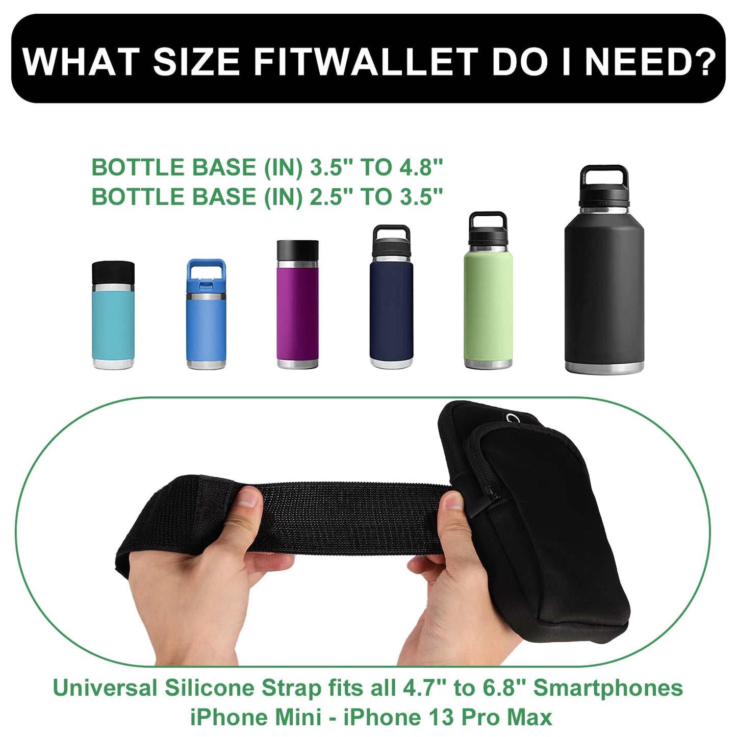 Gym Water Bottle Pouch, Double Layer Water Bottle Holder Water Bottle Sleeve Bag for Cards Keys Wallet Running Phone Holder Gym Phone Bag for Men Women Running Sports Bike