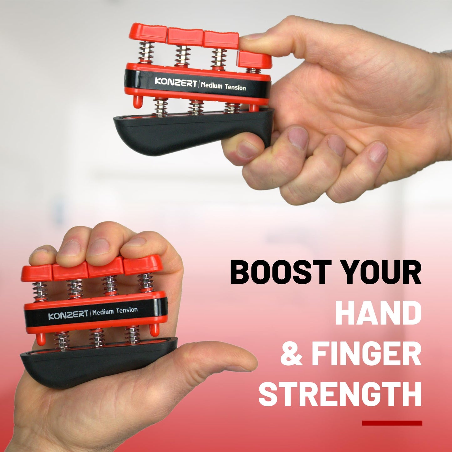 Konzert Finger Strengthener Medium Tension - Grip Strength Trainer, Forearm & Hand Gripper Exerciser, Strengthening Grip for Therapy, Guitar Handgrip, Wrist Strengtheners