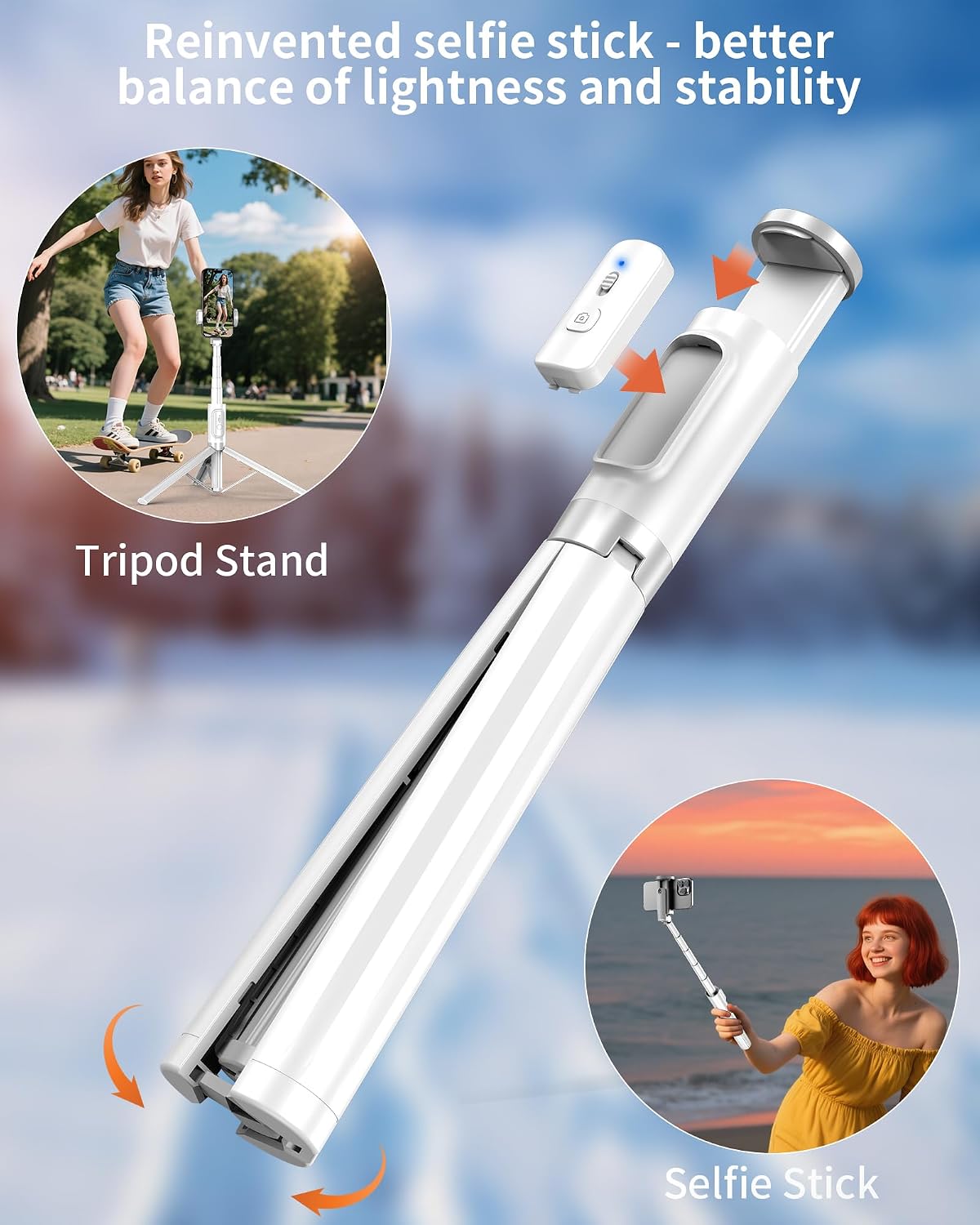 ACKIMA Selfie Stick Tripod - Tripod for iPhone with Remote, Lightweight Phone Stand for Android, Extendable Phone