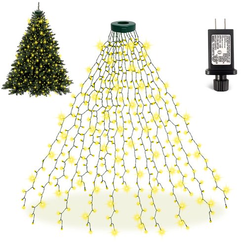 Christmas Tree Lights 400 LED Christmas Lights for Tree, 6.6FT x 16 String 8 Lighting Modes Fairy Tree Light with Timer Memory, IP65 Waterproof Christmas Decorations Indoor and Outdoor,Warm White