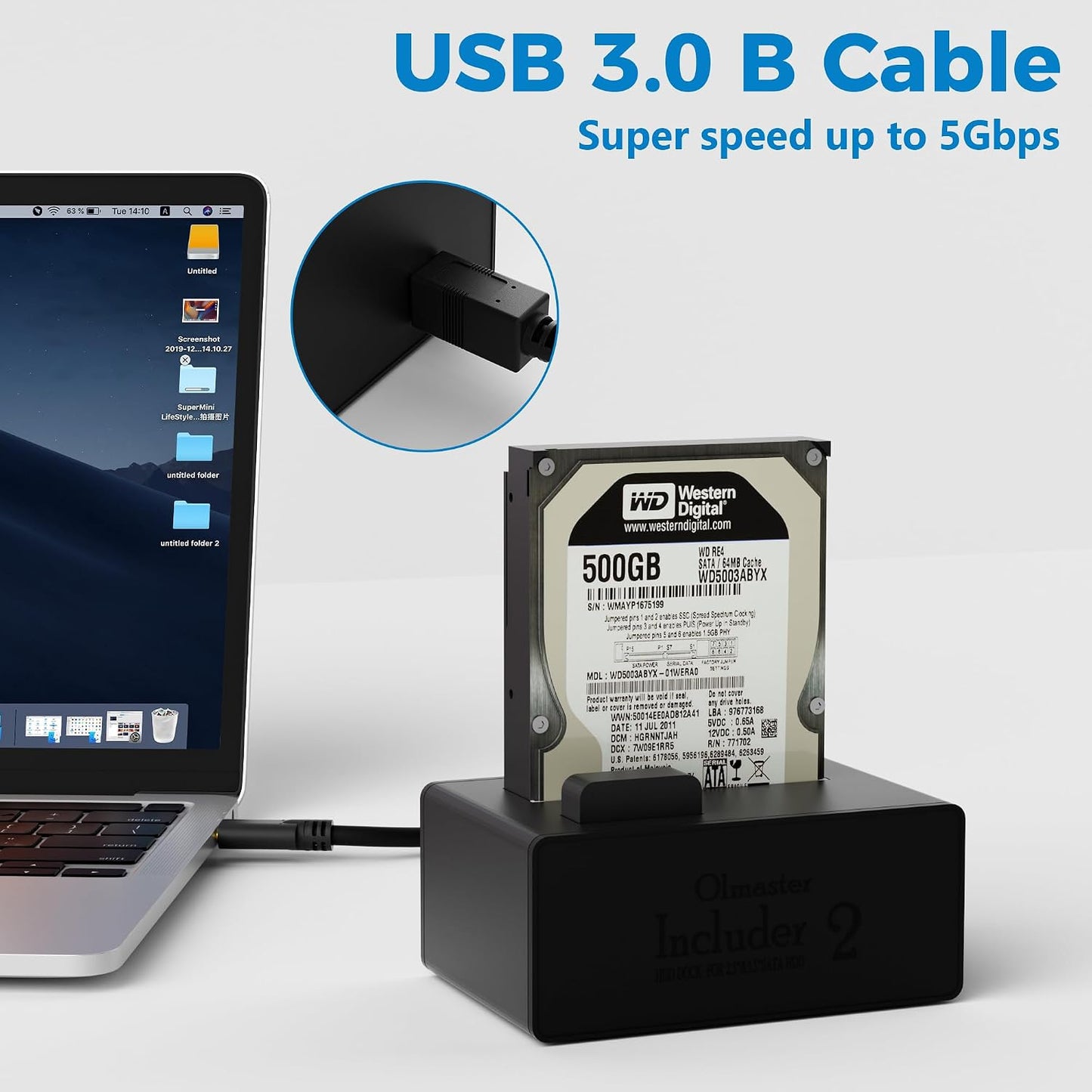 3.0 4 3.0 USB C to B Cable FT, USB-C-Male to USB B-Male Cable, Gold-Plated Connectors, Compatible with Docking Station