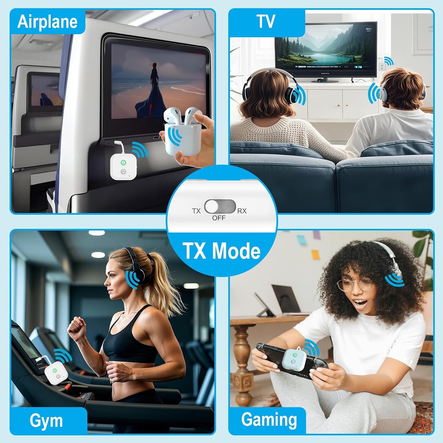 LENDAWAY 5.4 2 Bluetooth Transmitter Receiver,Airplane Bluetooth Audio Adapter,Wireless Audio Transmitter