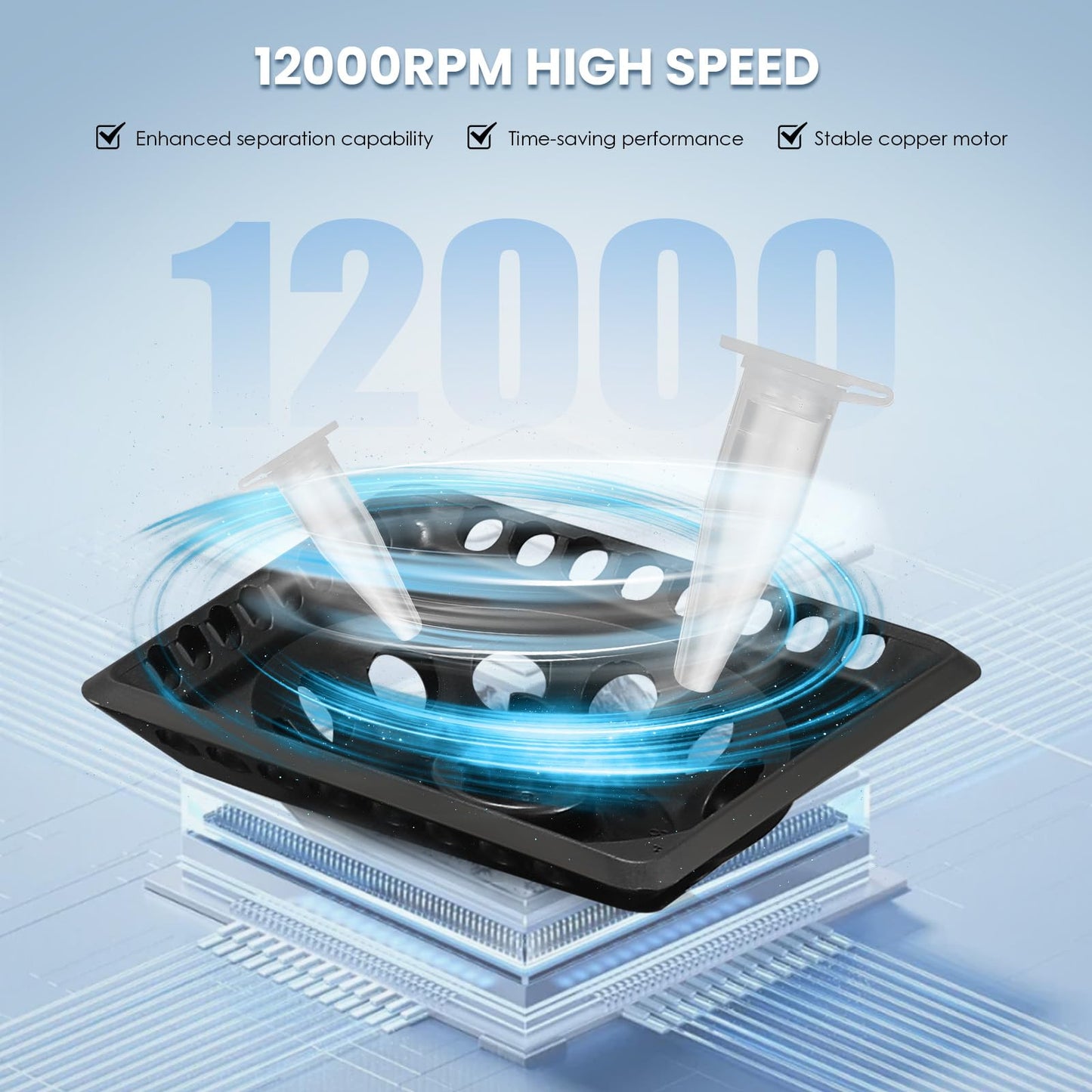 Mxmoonant Mini Centrifuge Machine, 12000RPM Lab Benchtop PCR Centrifuges High Speed Electric Desktop Centrifuge for 0.2/0.5/1.5/2/5ml with Tubes