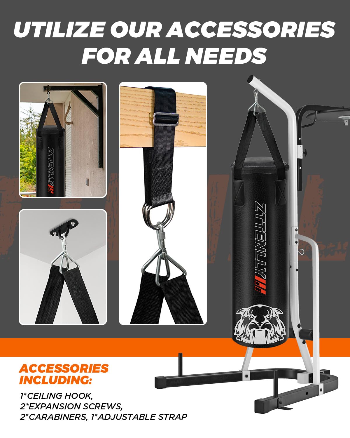 ZTTENLLY Kids Punching Bag with Gloves - PU Leather & Adjustable Height Strap - Boxing Bag Set for 3-8-14 Years Kids/Youth Great for Boxing, MMA, Kickboxing(Unfilled)