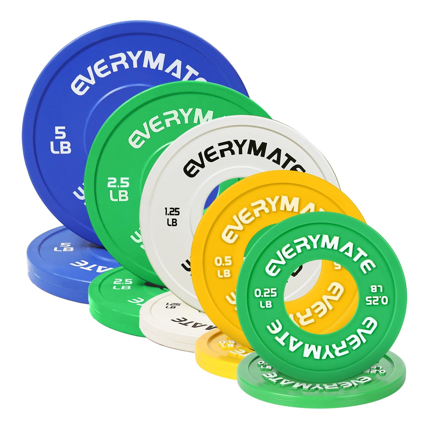 EVERYMATE Change Weight Plates Set 0.25LB,0.5LB1.25LB, 2.5LB, 5LB, Fractional Bumper Plate for Cross Training and Olympic Weightlifting