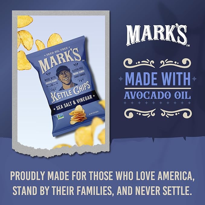 MARK’S Kettle Cooked Avocado Oil Potato Chips, Sea Salt & Vinegar – Seed Oil & GMO Free | Sea Salt and Vinegar, 5 oz (Pack of 3) | Gluten Free, Non-GMO, Chips for Clean & Healthy Snacking