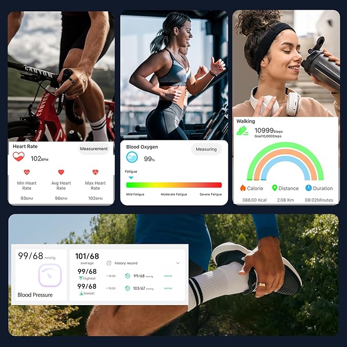 Smart Ring Health Tracker for Women Men-IP68 Waterproof Fitness Ring with Sleep Tracker/Heart Rate/Blood Pressure/Blood Oxygen/Step Counting/Calories for iOS and Android,No Subscription Fee