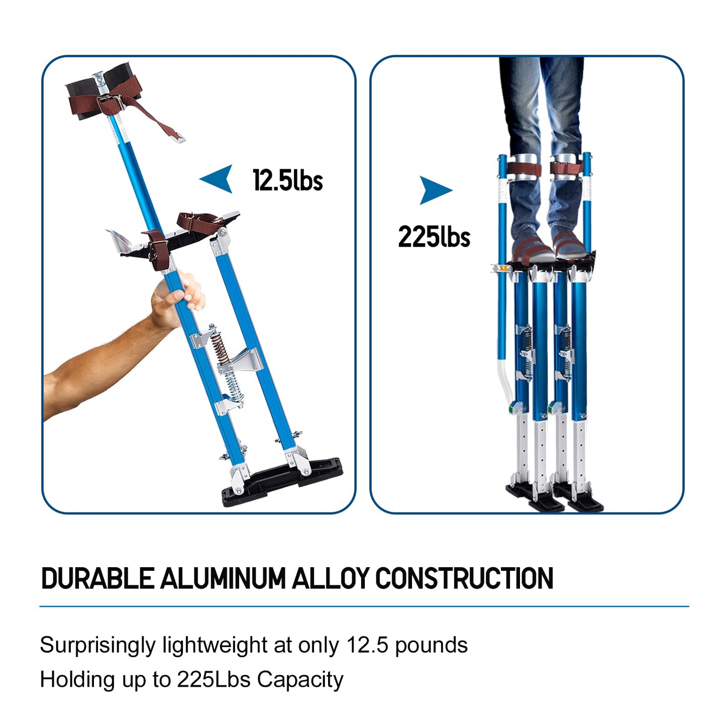Painting Drywall Stilts,Adjustable Aluminum Tool Stilt for Plastering,24" - 40" Sheetrock Stilts,Professional Drywall Stilts, Blue