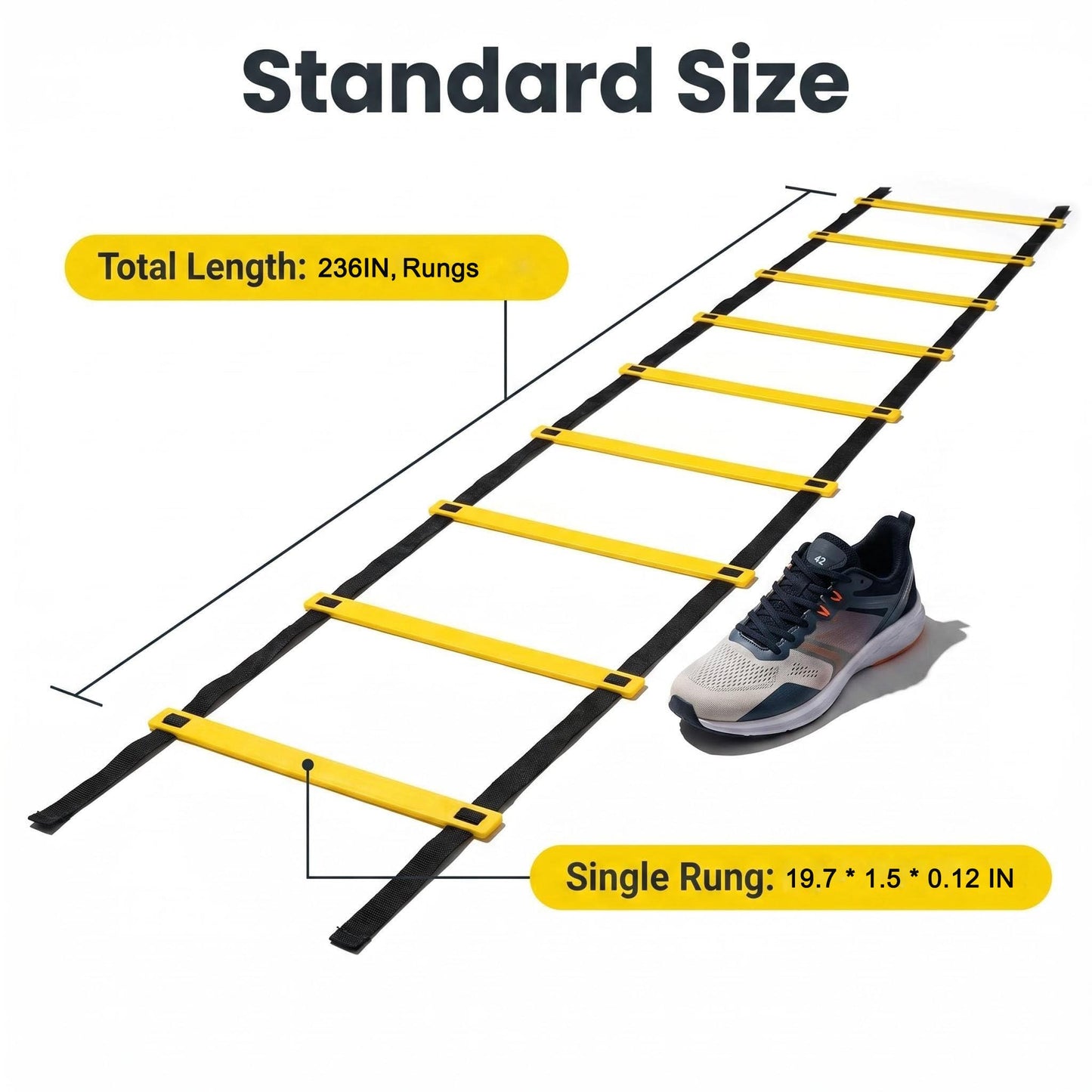 Qtopun Agility Ladder Speed Training Ladder 12 Rung 20ft with Carrying Bag, Adjustable Soccer Training Equipment for Football Basketball Drills, Fitness Workout Sports Outdoor Exercise