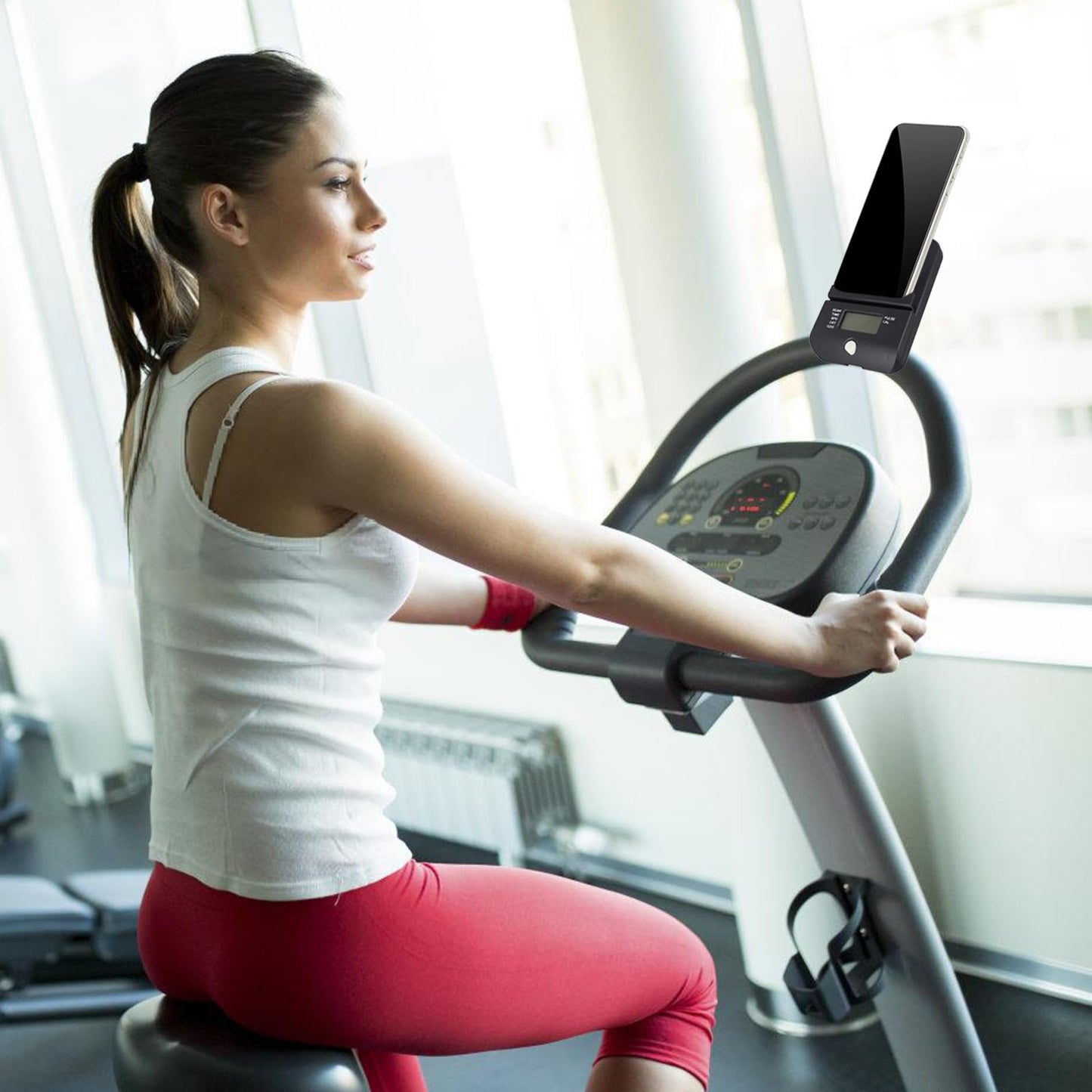 BAIMOQI Electronic Fitness Meter Indoor Fitness Bike Meter Home Gym Digital Monitor with Integrated Phone Stand Simple