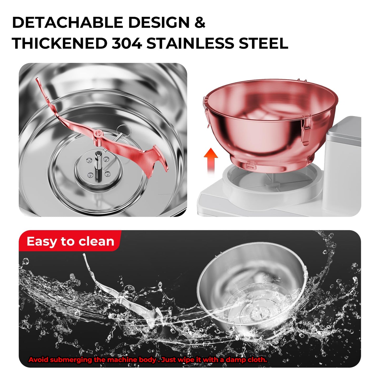TERUISI Commercial Dough Mixer, 13.8QT Electric Dough Maker with LED Display Timer Ferment Function, Countertop Bread Mixer Kneading Machine with Stainless Steel Removable Bowl for 18LBS Flour Pizza
