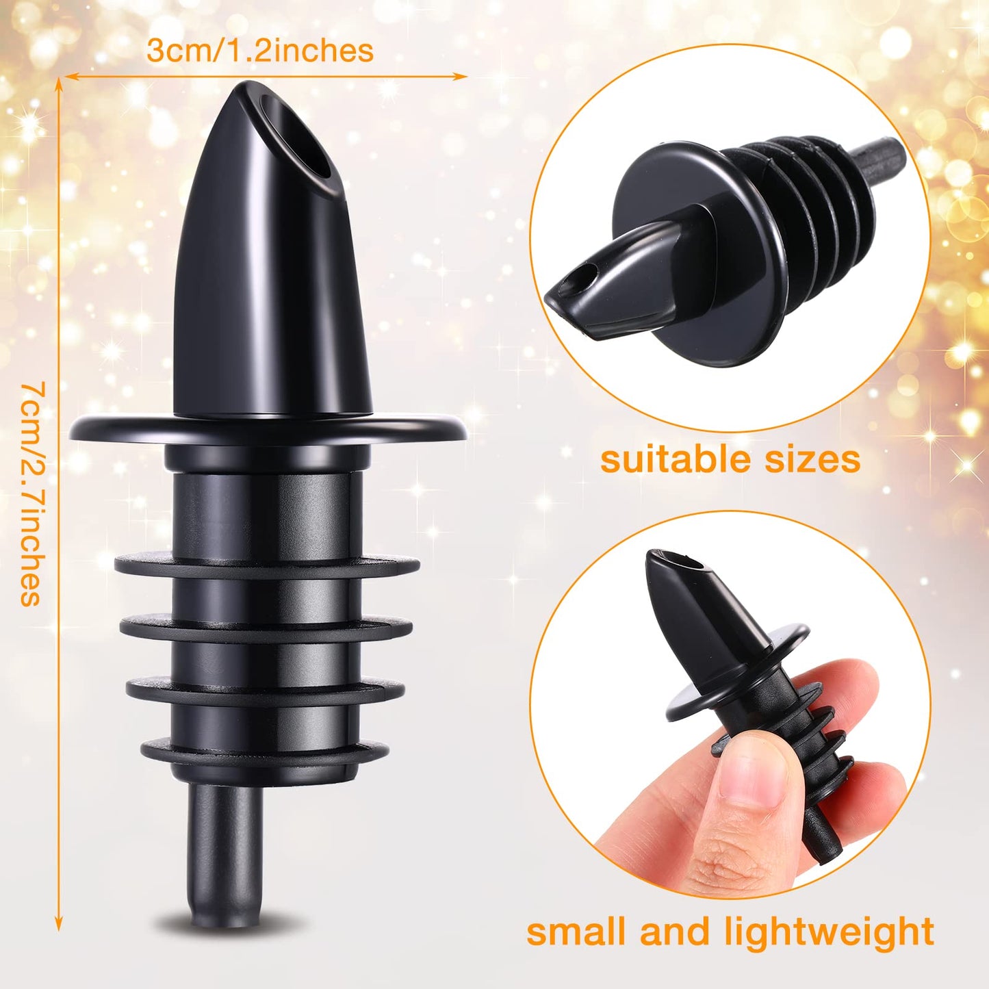 Potchen 100 Packs Pour Spout for Liquor Bottles Flow Pourers Pour Spouts for Bars Clubs Pubs Restaurants Coffee Shops and Home(Black)