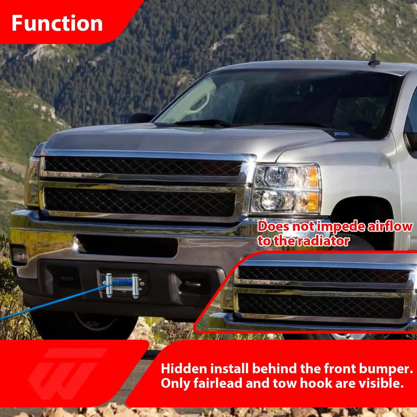 WeiSen Hidden Winch Mount Bracket Winch Mounting Plate Black Compatible with GMC Sierra 1500 Fit Chevy Silverado 1500 2007-2013