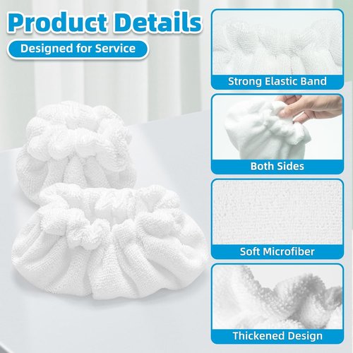 Dupray Steam Mop Pads - 10 Pack Reusable Microfiber Accessories | Large & Small Bonnets Included