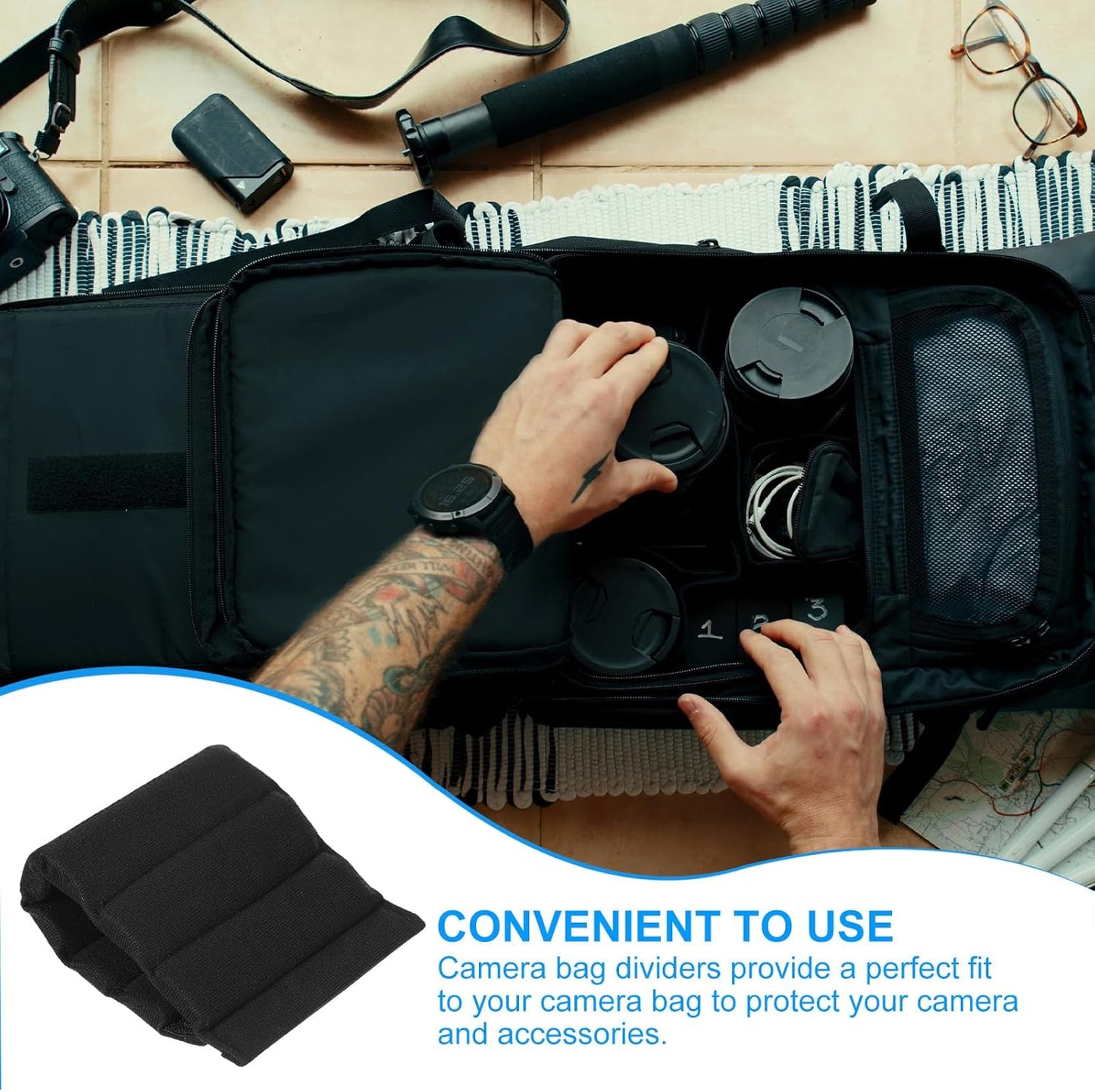 2Pcs 10.43"x4.92"x0.55" PATIKIL Camera Bag Divider, Shockproof Camera Bag Inserts Separator Pad Protective Lens