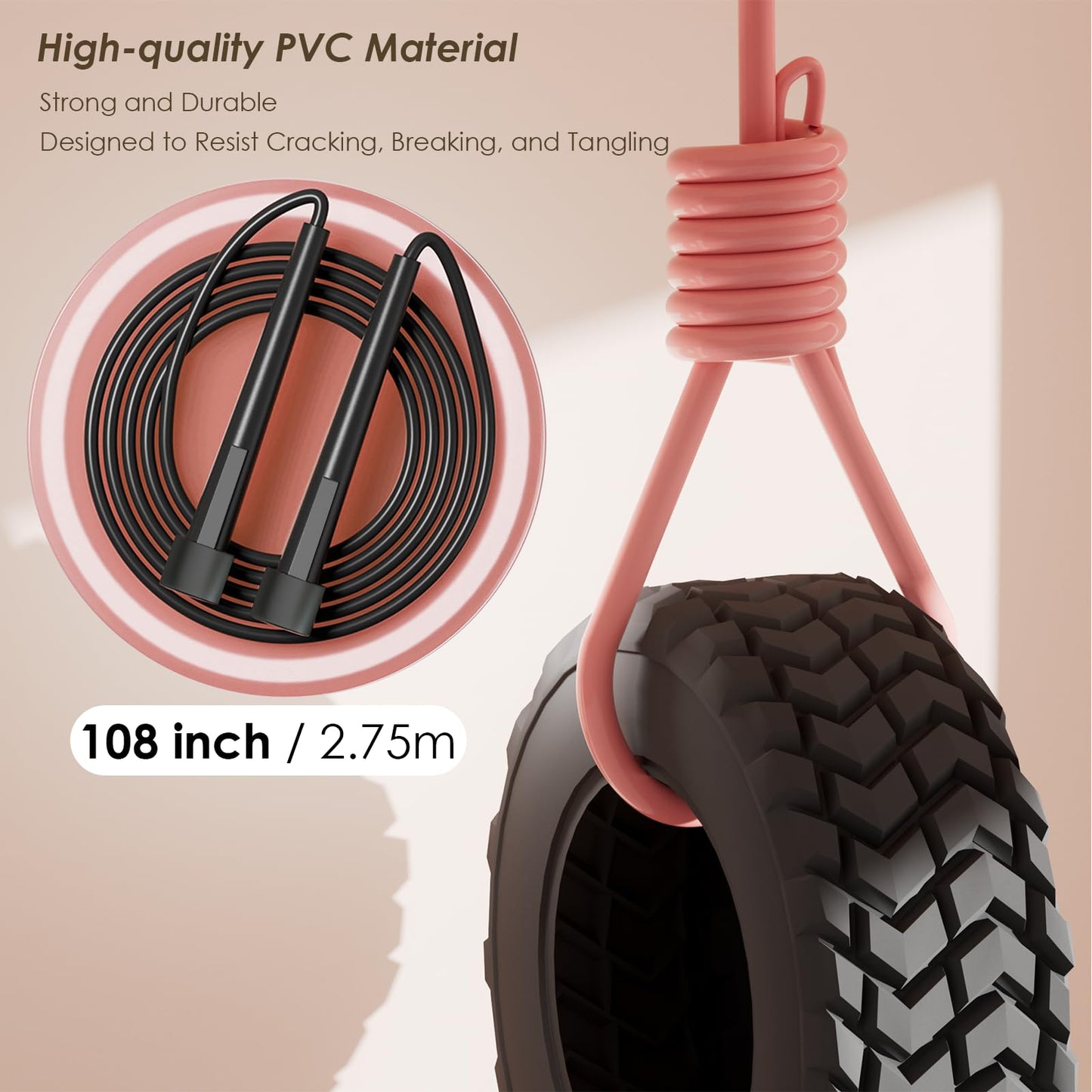 POCFOINY 2 Pack Jump Rope for Fitness, Speed Rope Skipping Rope for Men, Kids and Women, Jumping Rope for Workout, Tangle-Free PVC Long Jump Rope Set, Adjustable Exercise Jumping Rope Boxing for Adult