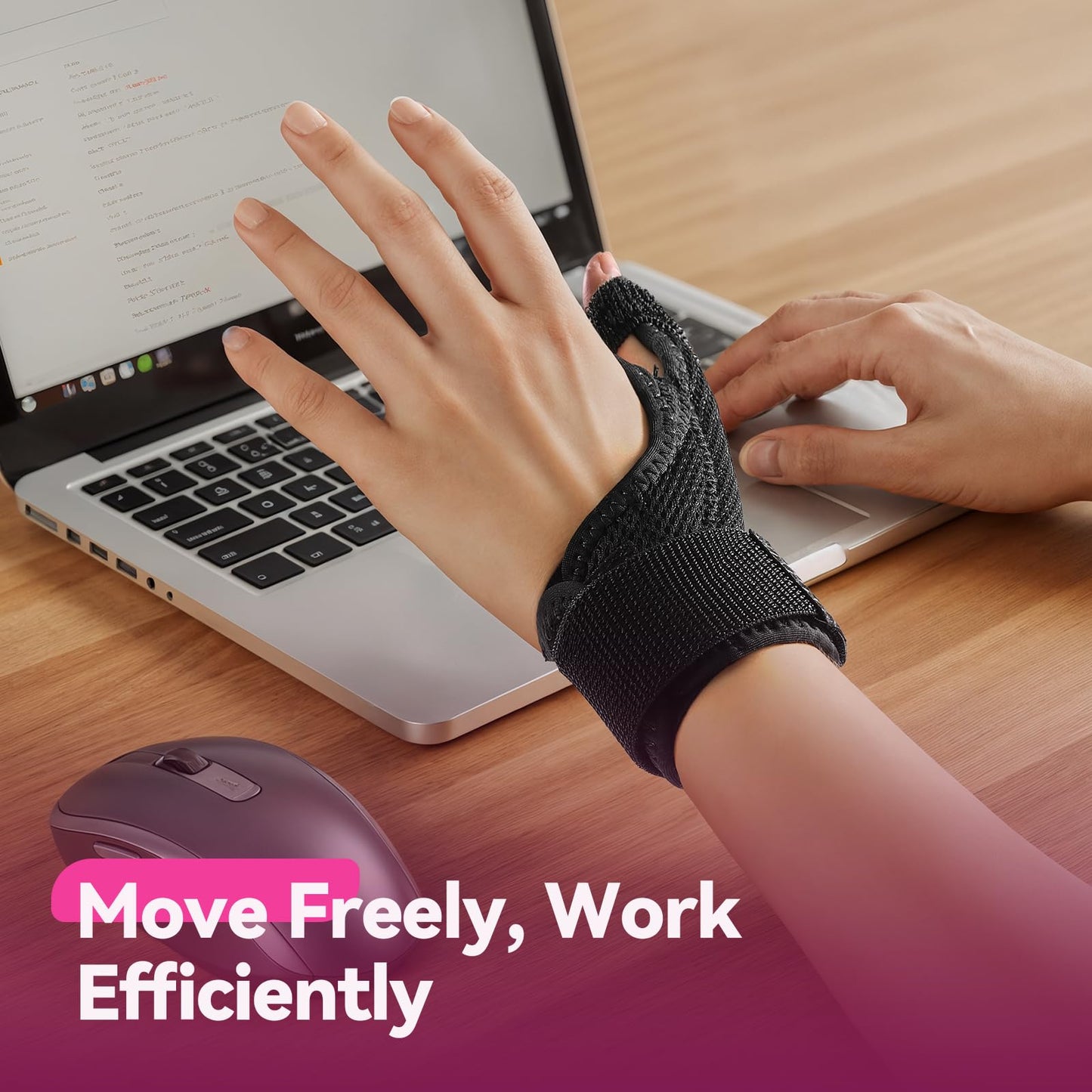 AGPTEK Trigger Thumb Brace Right Left Hand, Removable Thumb Spica Support Splint, Thumb Support & Stabilizer for De Quervains Tenosynovitis, CMC, Arthritis, Tendonitis, Sprain, Pain Relief, Rose Pink,M