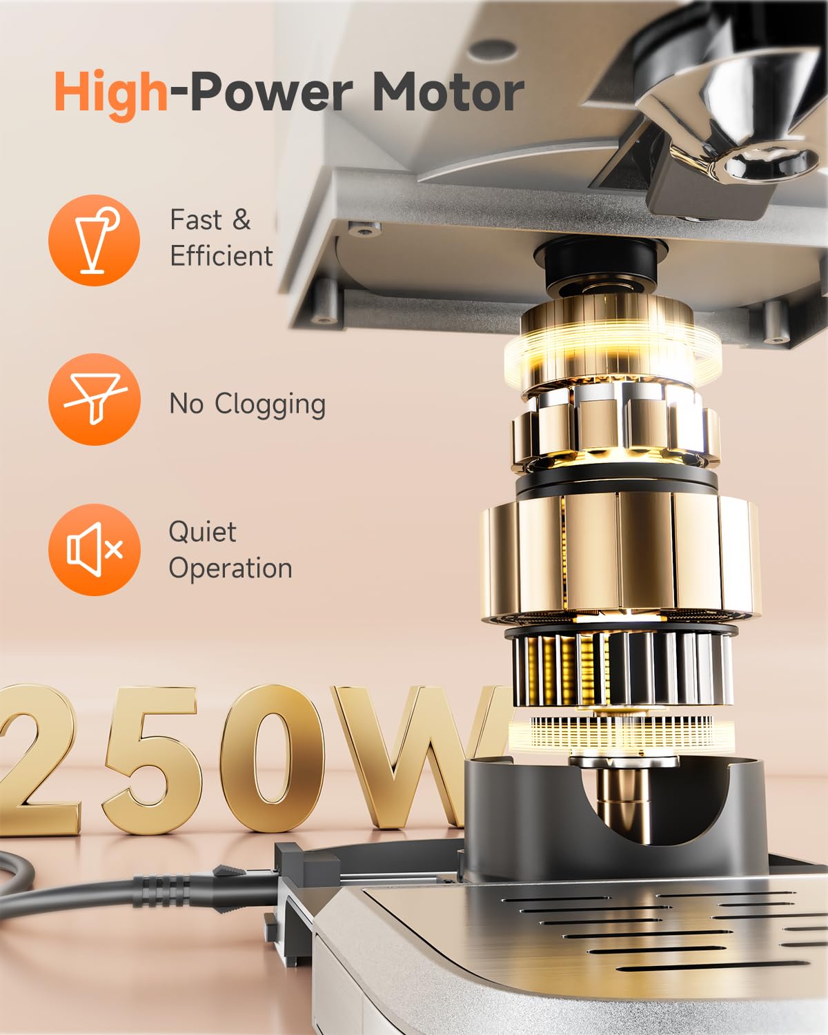 Cold Press Juicer with Large 5.12" Feed Chute- Slow Masticating Technology for Nutrient Retention, Quiet Motor, High Juice Yield, Leakproof Base- Perfect for Fruits Vegetables & Leafy Green