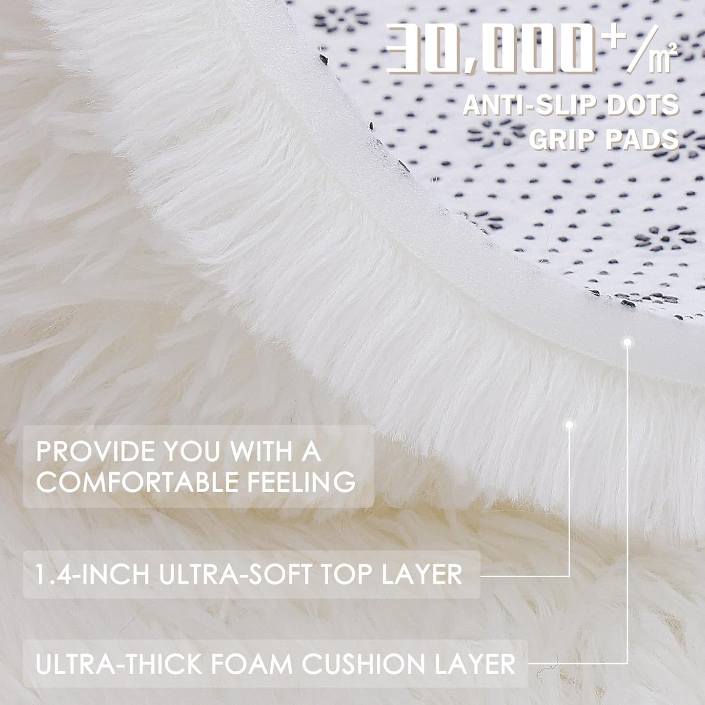 OLANLY Large Area Rug - Soft Fluffy Shaggy Carpet for Living Room & Bedroom | 6x10 ft, Ivory