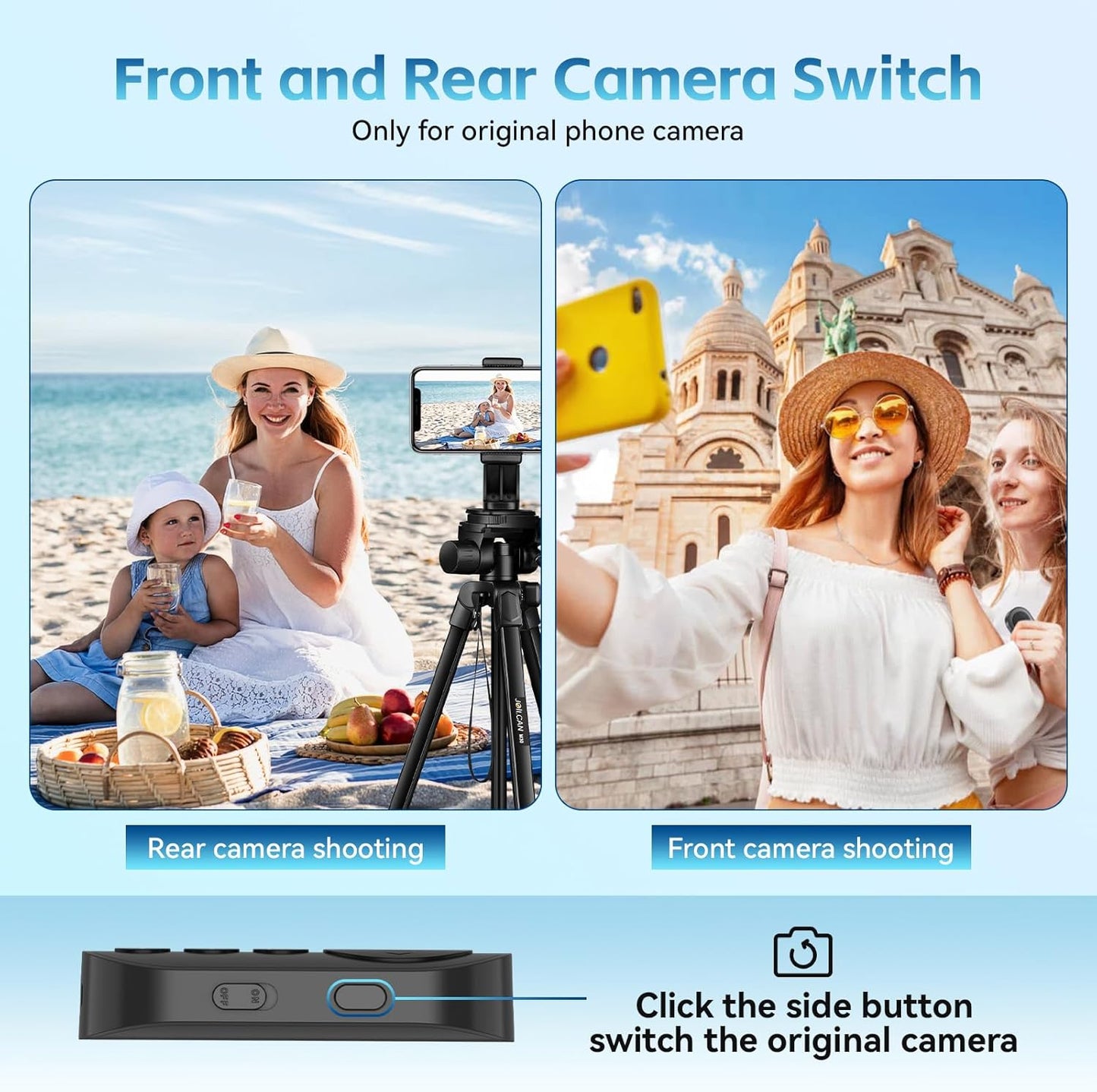 VYVIYON Wireless Camera Remote with Zoom/Camera Switch for Photo and Vlogging Compatible with iOS & Android Smartphone
