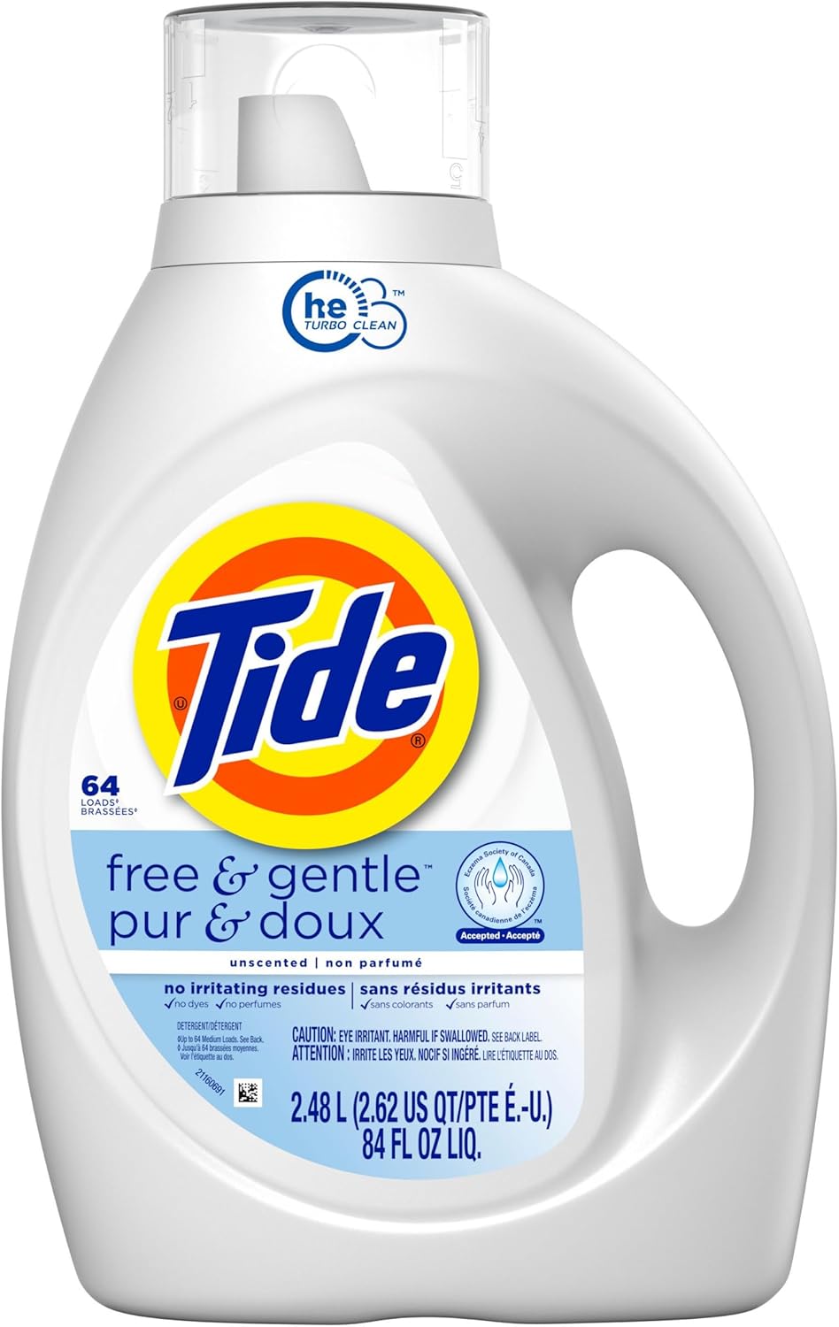 Tide Free & Gentle Liquid Laundry Detergent - 64 Loads | 84 fl oz | Gentle Clean Formula