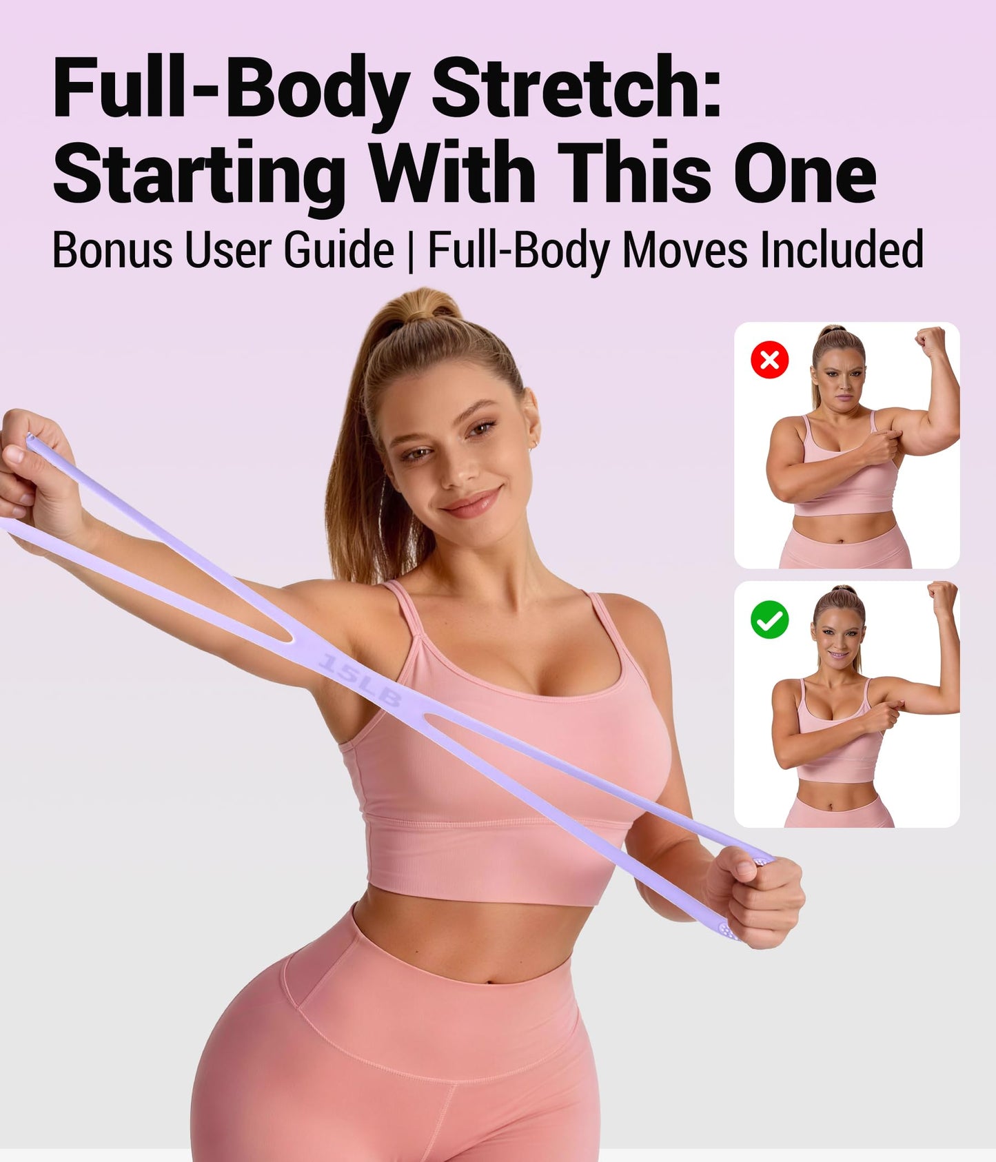 Figure 8 Resistance Bands for Women with User Manual, Upgraded Durable & Odorless Silicone for Arm Back Shoulder Yoga Pilates & Physical Therapy