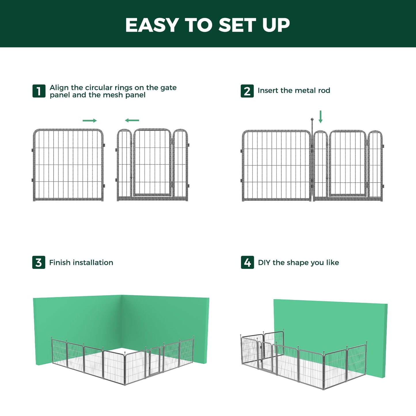 FXW Aster Dog Playpen Designed for Yard, 24inch 16 Panels