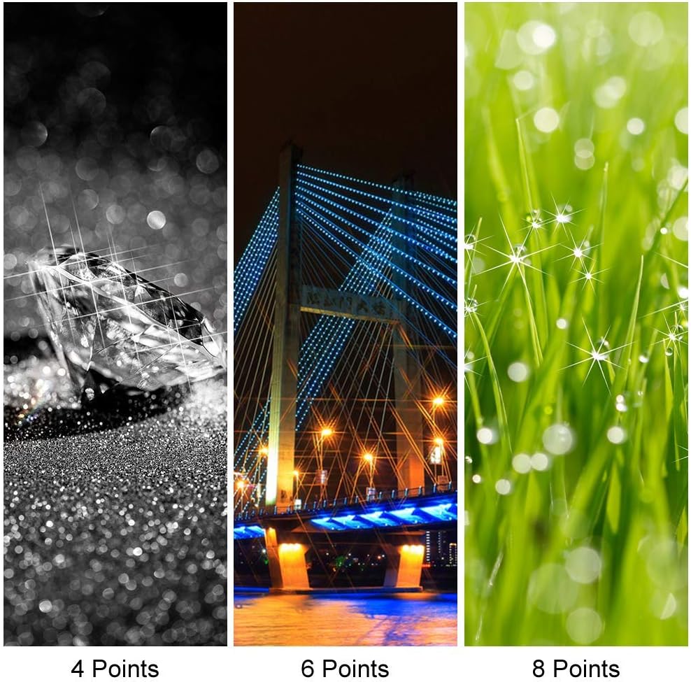 Sedremm 58mm 4 Filter(4 Points,6 Points,8 Points,12 Pinch 4 Star Filter Pieces Starburst Lens Points) with Centre Lens