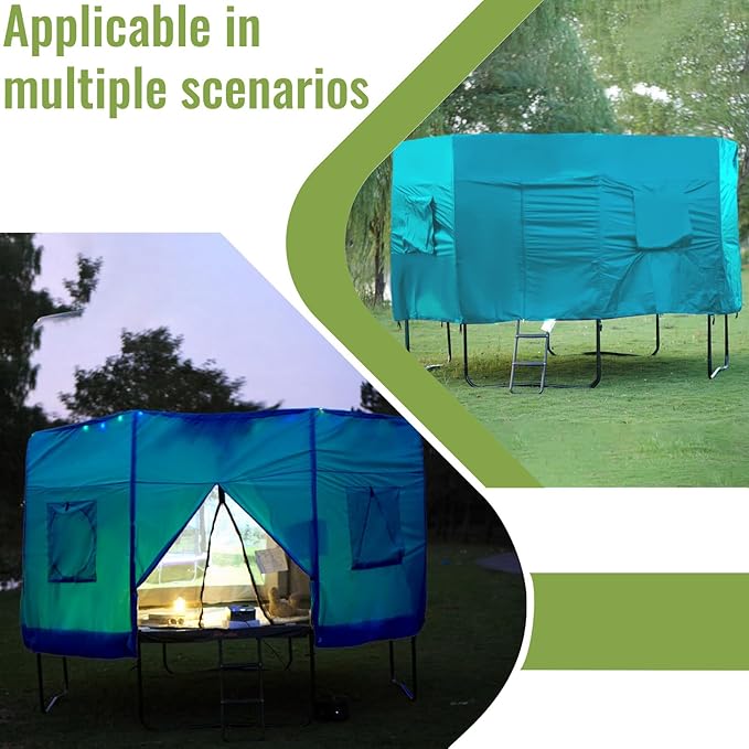 Gardenature 10FT/12FT/14FT Trampoline Tent(Tent Only), Fit Round Trampolines, Shade Cover with LED Light, Outdoor Trampolien Accessories, Anti-Tear