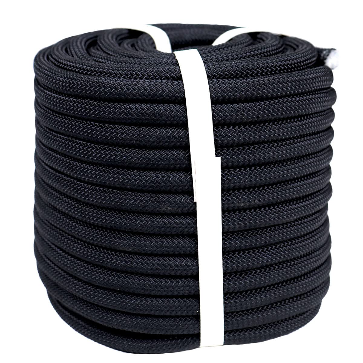 YUZENET Braided Polyester Arborist Rope (3/8 inch X 100 feet) High Strength Bull Rope for Tree Work Truck Securing Camping Swing, Black