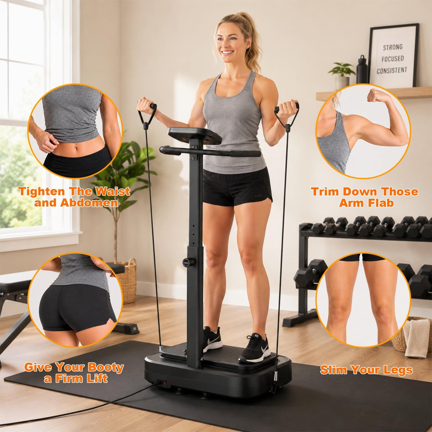 Streamnova Vibration Plate Exercise Machine for Lymphatic Drainage, Full Body Shake Platform Board for Home Fitness, Fat Burning, 5 Program Modes and 99 Speed Levels (Black)