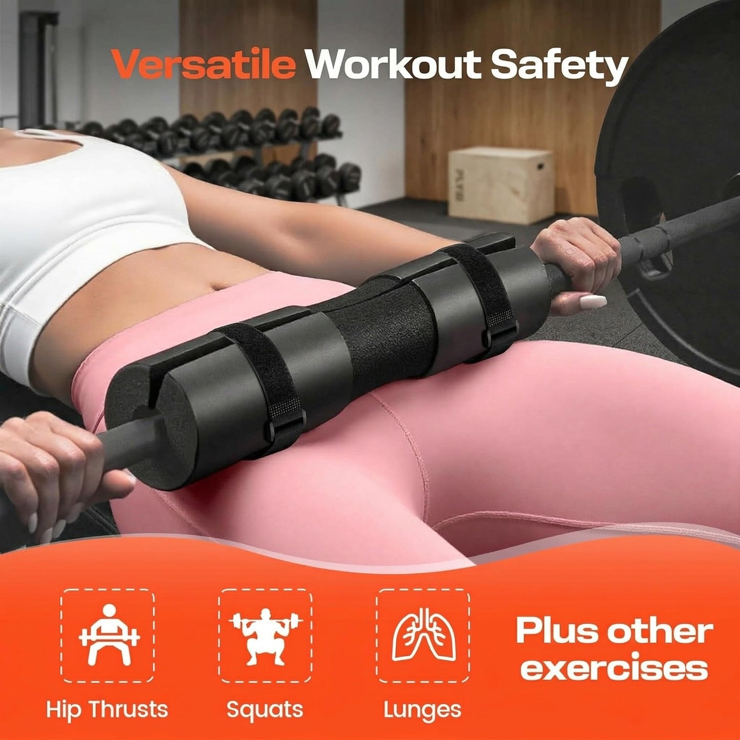 OPPSDECOR Hip Thrust Barbell Pad for Squats - Foam Cushion for Neck and Shoulders, Fits Standard & Olympic Bars, Weightlifting Gym Equipment for Lunges, Glute Bridges and Hip Thrusts