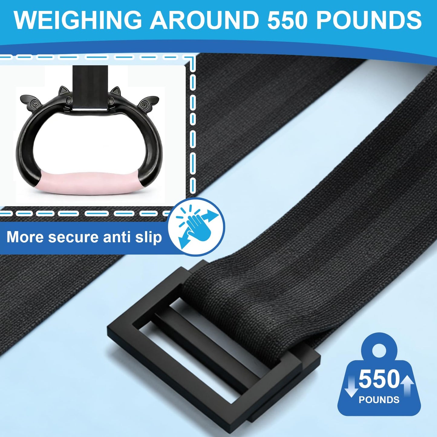 Csoalpo Gymnastics Rings for Kids, Professional Adjustable Extended Straps, 550 lbs Weight Capacity, Featuring Premium Non-Slip Grip Design, Suitable for Indoor/Outdoor Strength and Fitness Training.