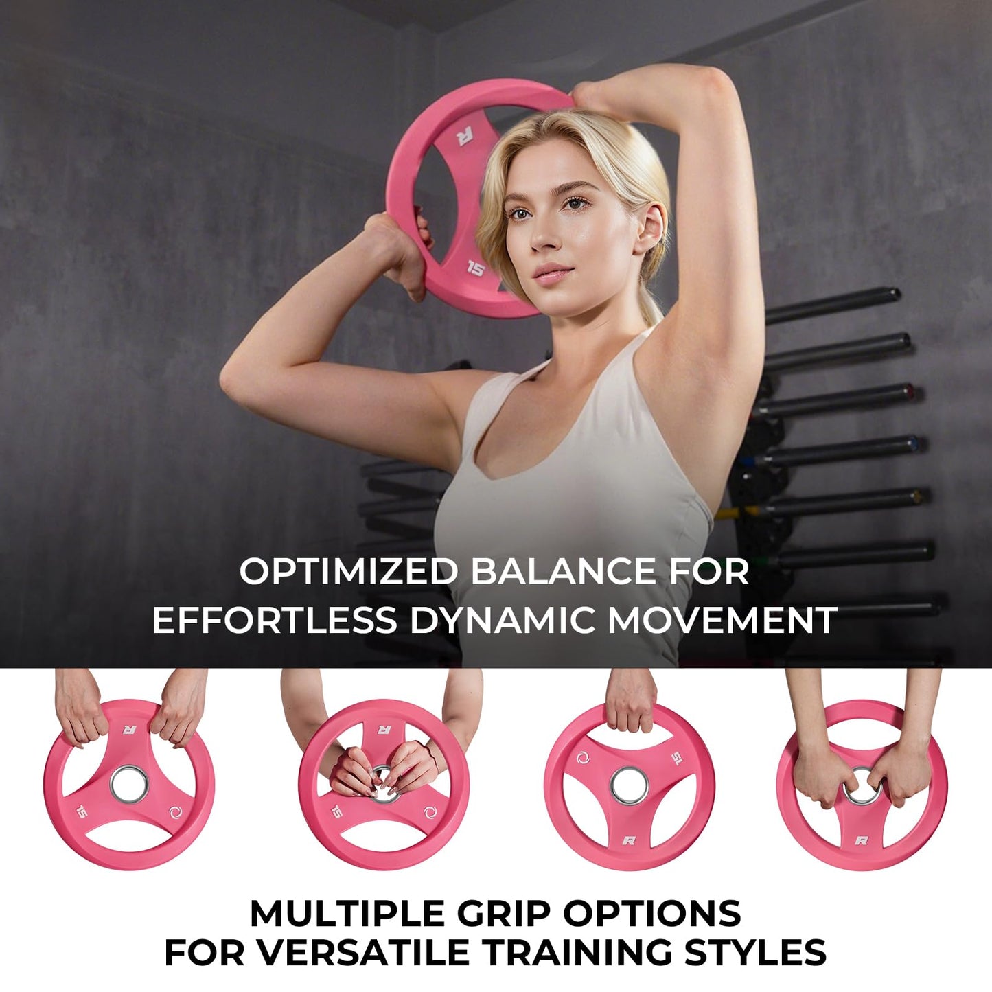 RitFit AURASPIN Olympic Grip Plates, 2-Inch Weight Plates for Weightlifting and Strength Training in Home & Gym, 2x10LB