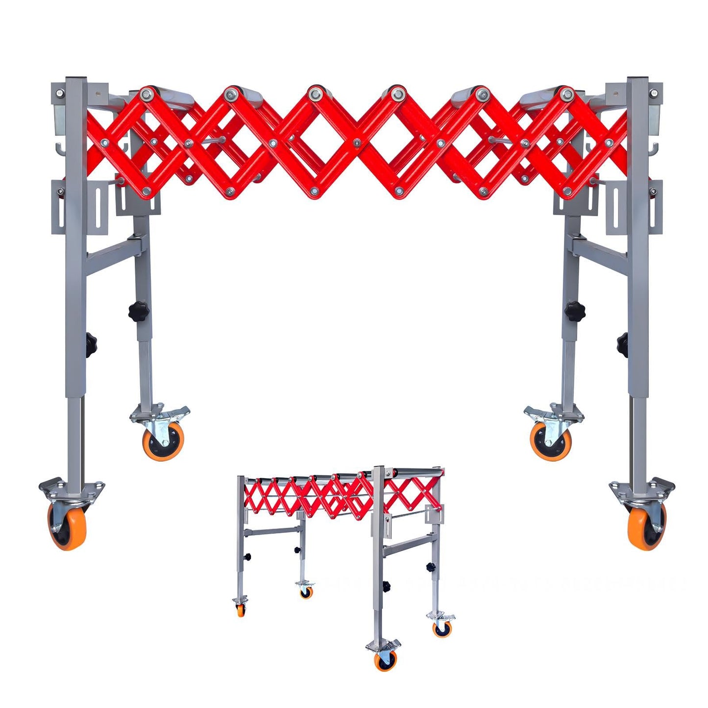 Expandable & Connectable Roller Conveyor 980LBS Capacity, 15.7" Wide Adjustable Conveyor Belt for Warehouse, Workshop, Infeed/Outfeed Table, Industrial Handling