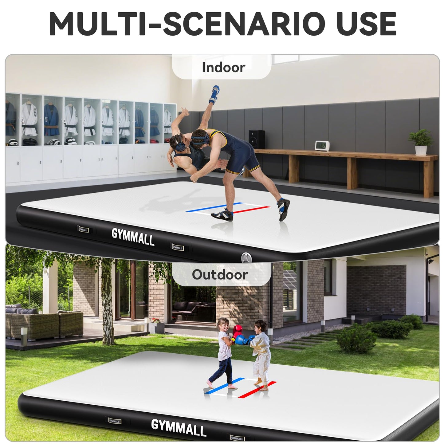 GYMMALL Wrestling Mat Inflatable 10'x6', Foldable 4" Thick for Home Outdoor Indoor, Waterproof PVC Mat for Jiu Jitsu, Gymnastics, Water Yoga, PE Training, BJJ, MMA, Martial Art, Grappling, Judo, Boxing