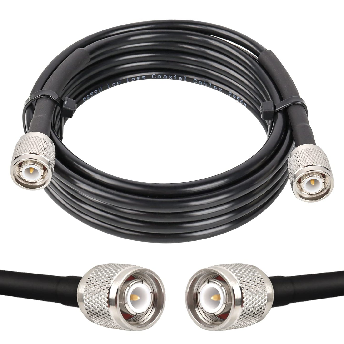 10FT, 50 RG58 MOOKEERF TNC Male to TNC Male Coax Cable Ohm Coaxial Cable with TNC Connectors for GPS Navigation