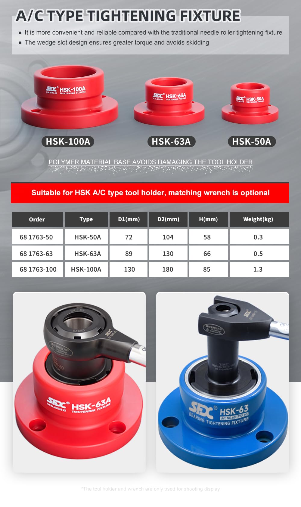 SFX HSK100 Tool Holder Tightening Fixture for Universal CNC Equipment, Hard Anodized suitable for HSK100A and HSK100C Tool Holder