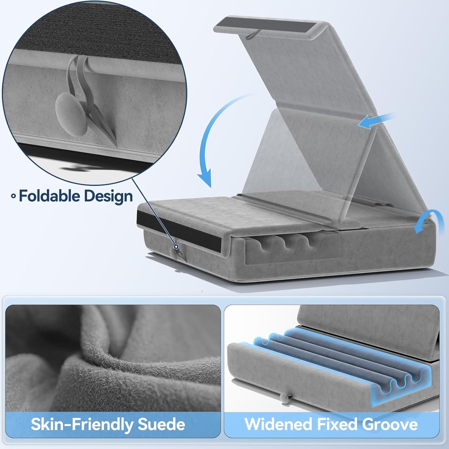 KDD 12.9, 10.5, 9.7 6 5 4 3, Tablet Pillow Holder, Foldable iPad Stand for Lap, Bed and Desk -Tablet Soft Pad Dock