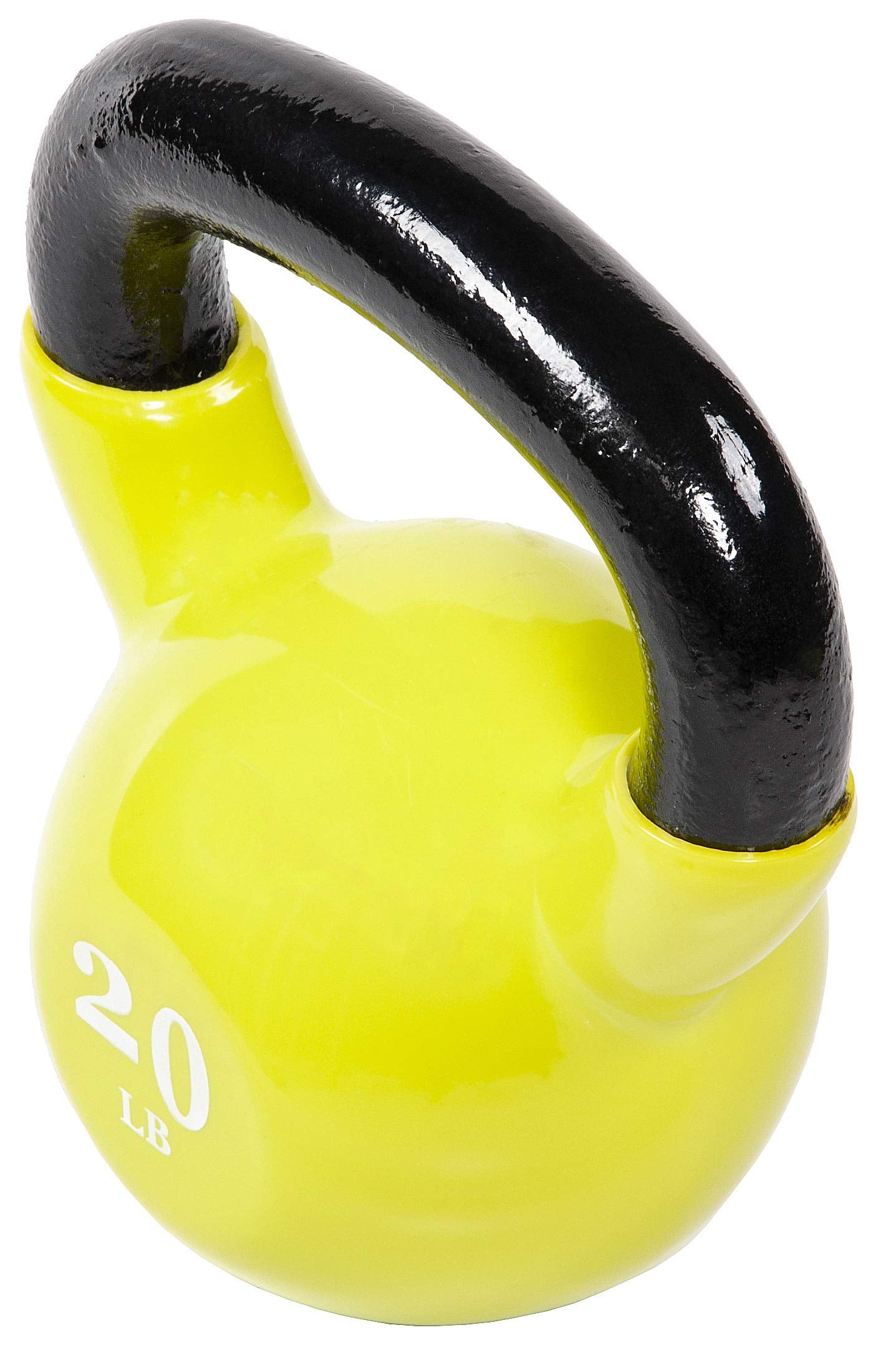 Fitvids All-Purpose Color Vinyl Coated Kettlebell, 5-50 Pounds, Yellow
