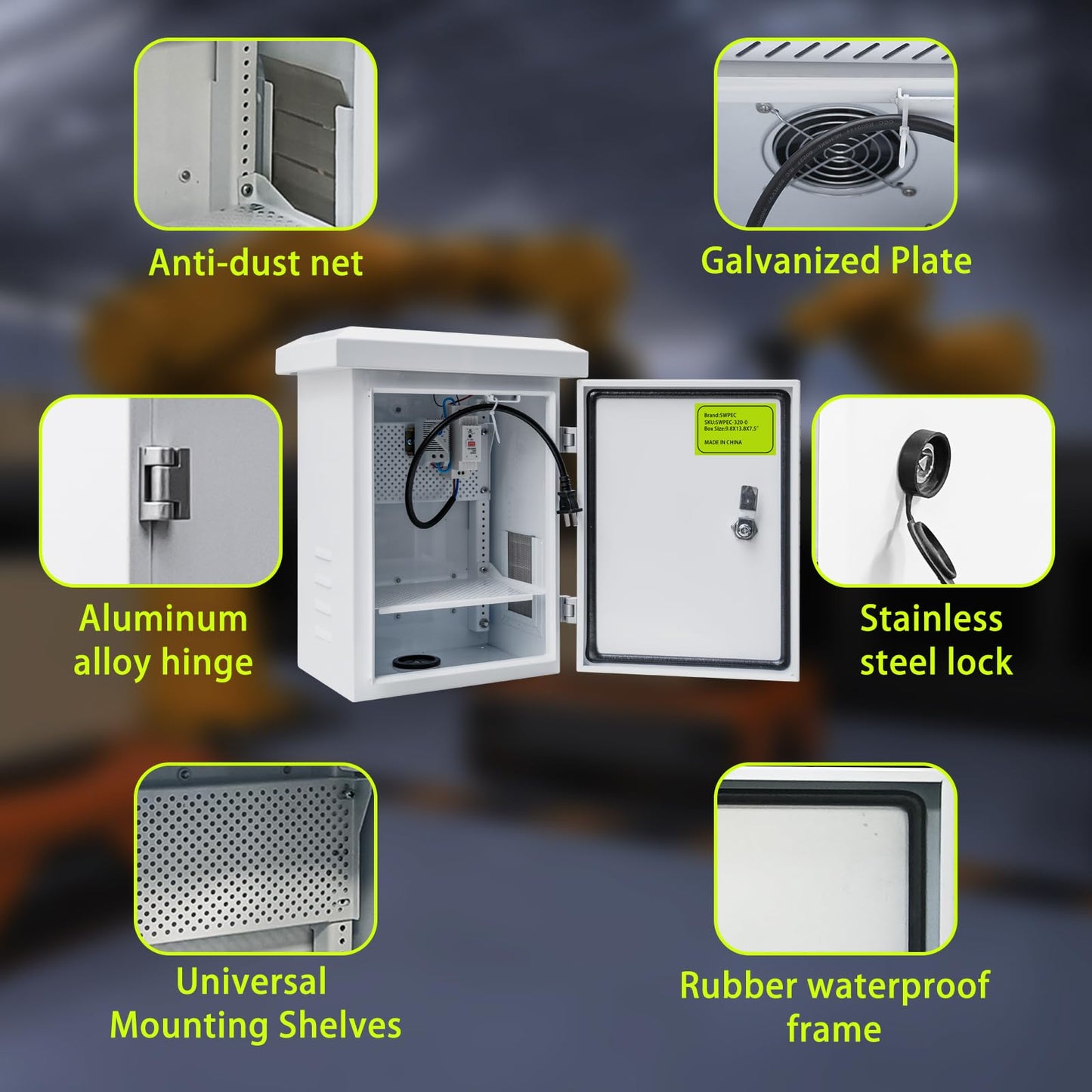 Waterproof Outdoor Electrical Junction Enclosure Nema Box with Fan & Thermostat Vented with Wall/Pole Mounting Hardware (11.8X15.7X7.9)