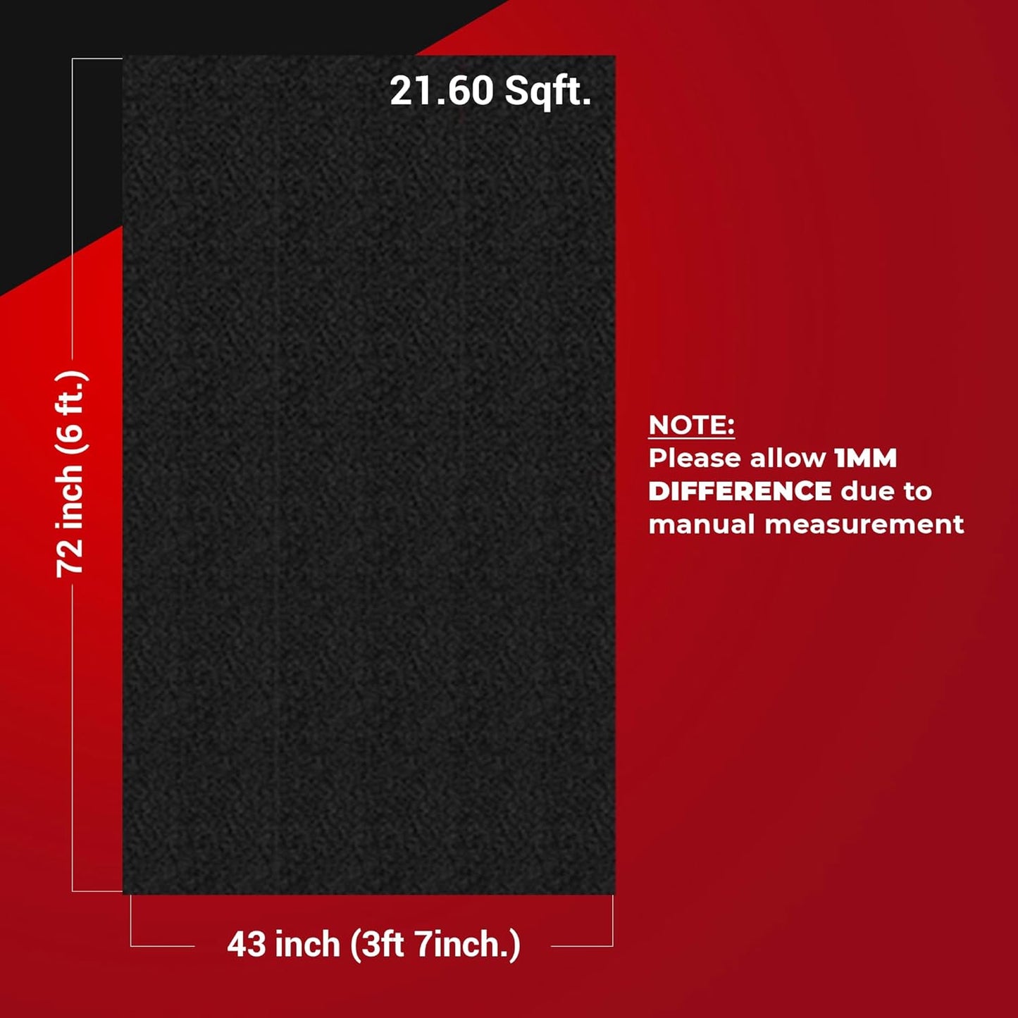 Bbox 72 inch (6 43 inch (3ft 7in) Black Carpet Non-Woven Febric | Length: ft.), Width: | for Speaker Sub Box Carpet