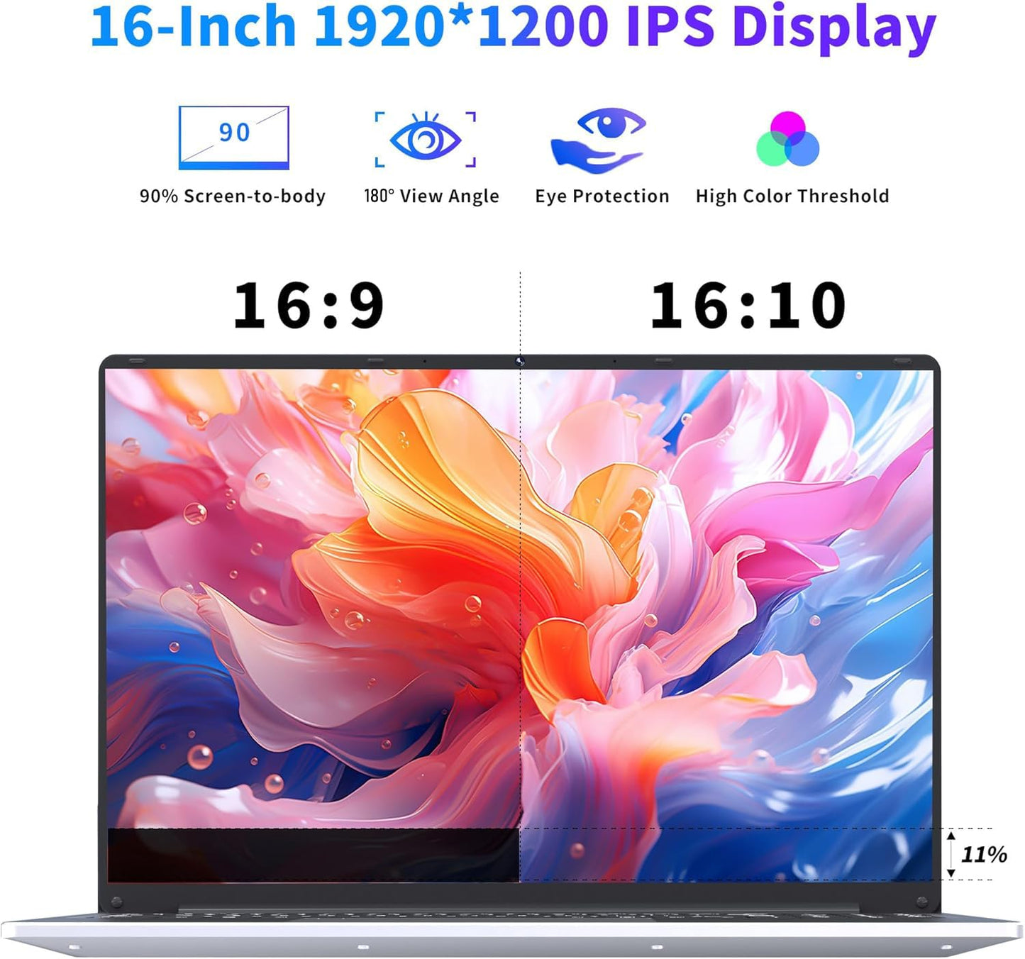 NIAKUN Laptop Computer, Gaming Laptops 2026, 16" Lap Top PC Windows 11 Pro, 16GB RAM 1TB SSD, Intel N95 Processor, Office 365, Backlit Keyboard,Fingerprint Unlock, 2-Year Warranty