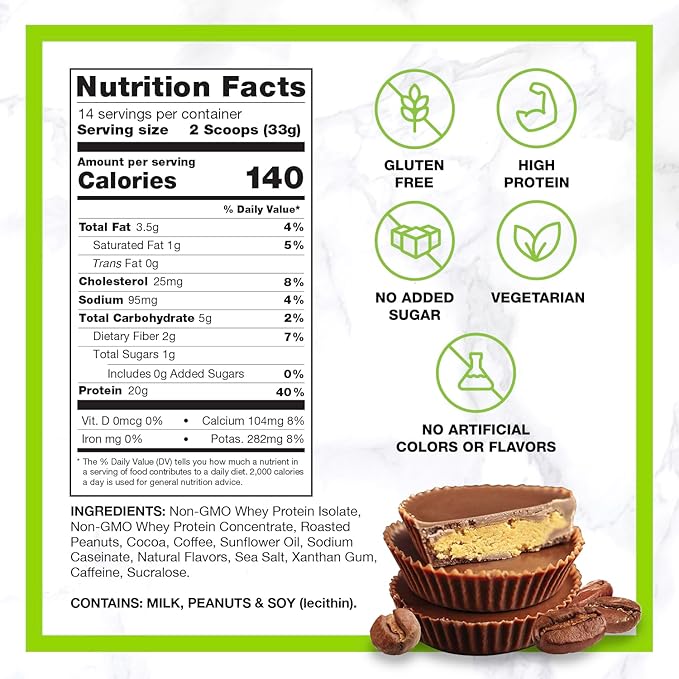 Chike Chocolate Peanut Butter High Protein Iced Coffee, 20 G Protein, 2 Shots Espresso, 1 G Sugar, Keto Friendly and Gluten Free, 14 Servings (16.3 Ounce)