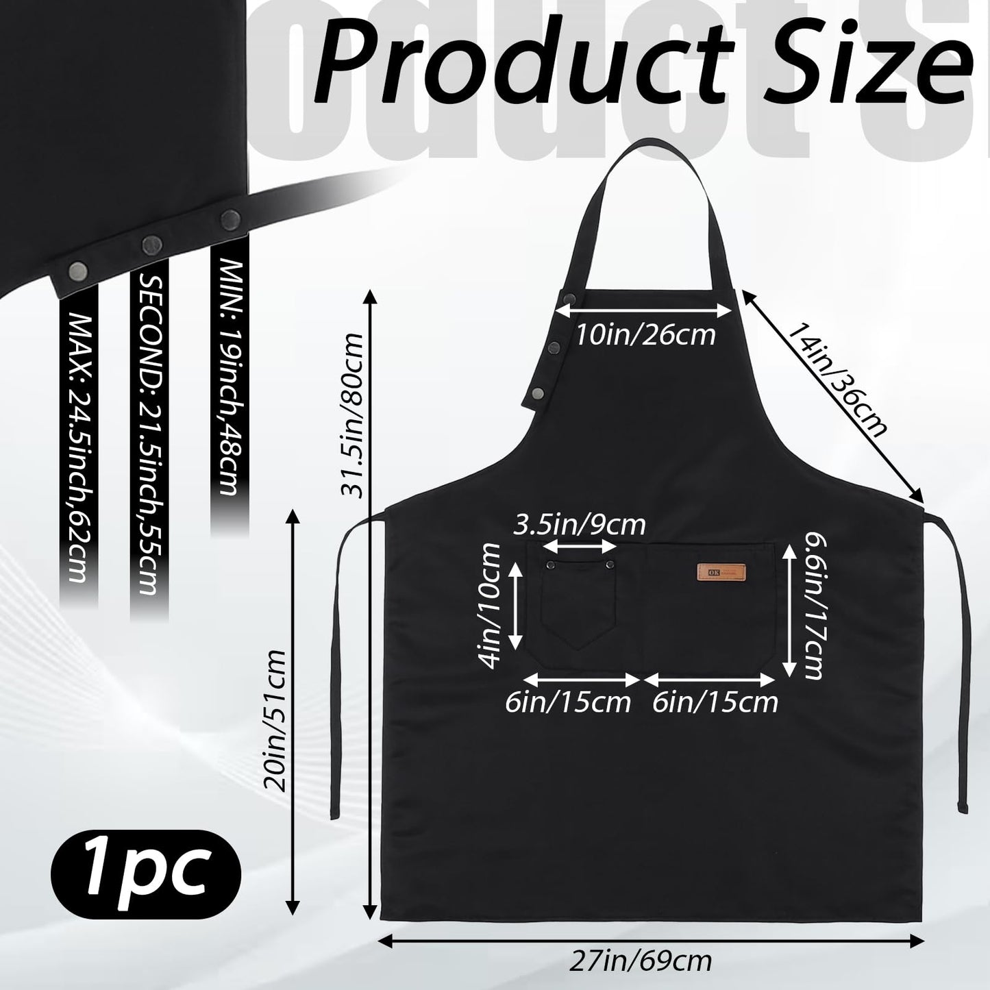 Zyghjort Button Aprons for Women with Pockets, Pottery Aprons Waterproof Chef Cooking Kitchen Apron Artist Painting Garden Chef (M-XXl)