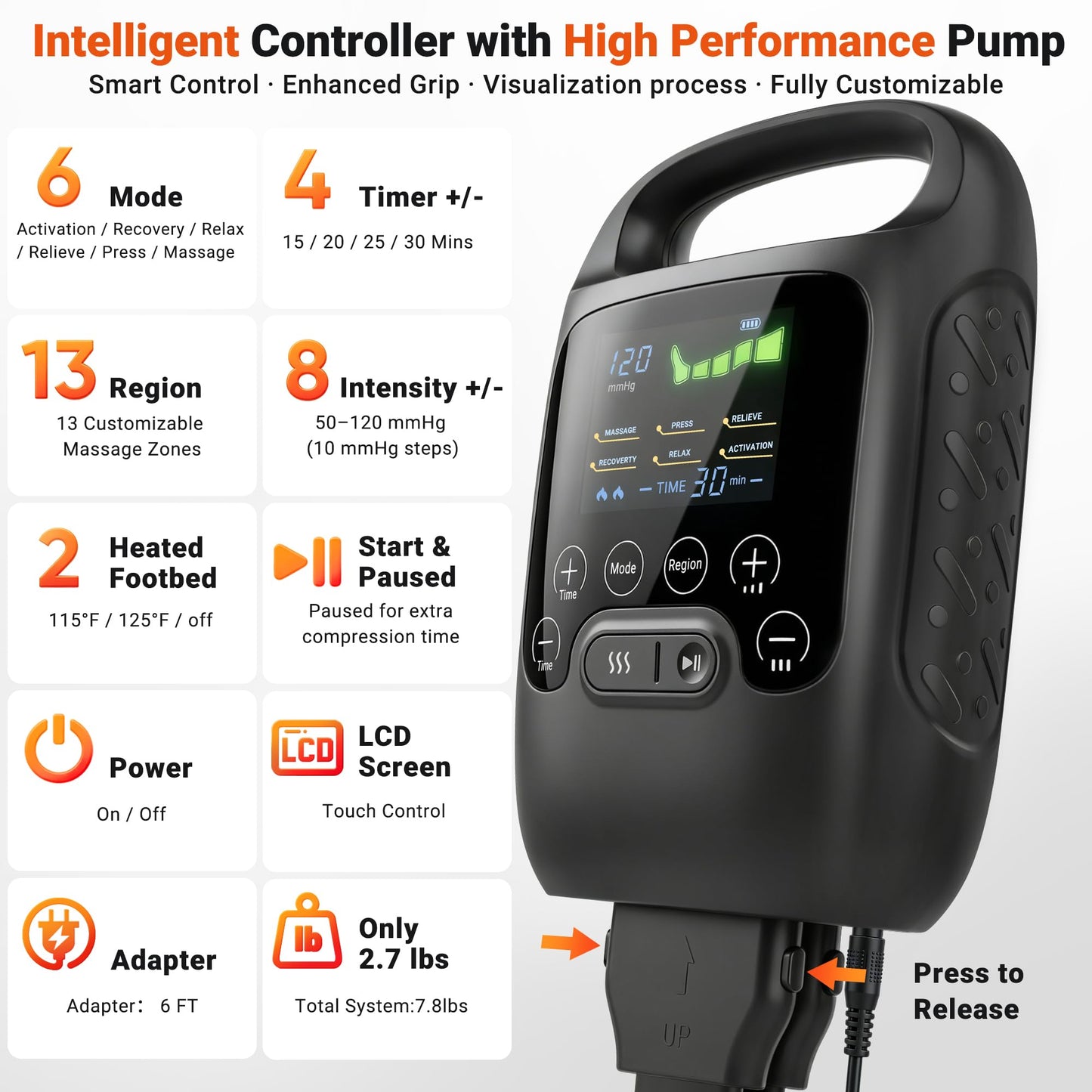 JZBRAIN Professional Compression Boots for Leg Recovery: Leg Compression Massager 2026 Upgraded Cordless Rechargeable Recovery Boots for Circulation, 6 Modes, 8 Intensity (Large)