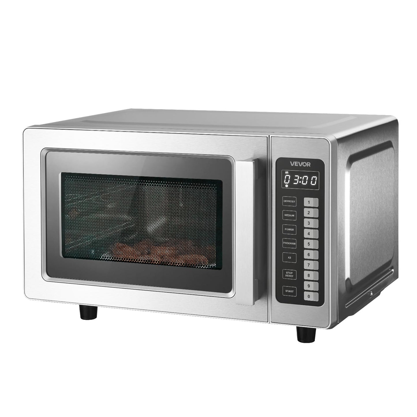 VEVOR Commercial Microwave Oven, 0.9 Cu Ft, 1000W Digital Stainless Steel Countertop Microwave Oven with Touchscreen, 10 Cooking Presets, 5 Power Levels, Multi-Lock Door & Easy Clean for Restaurants