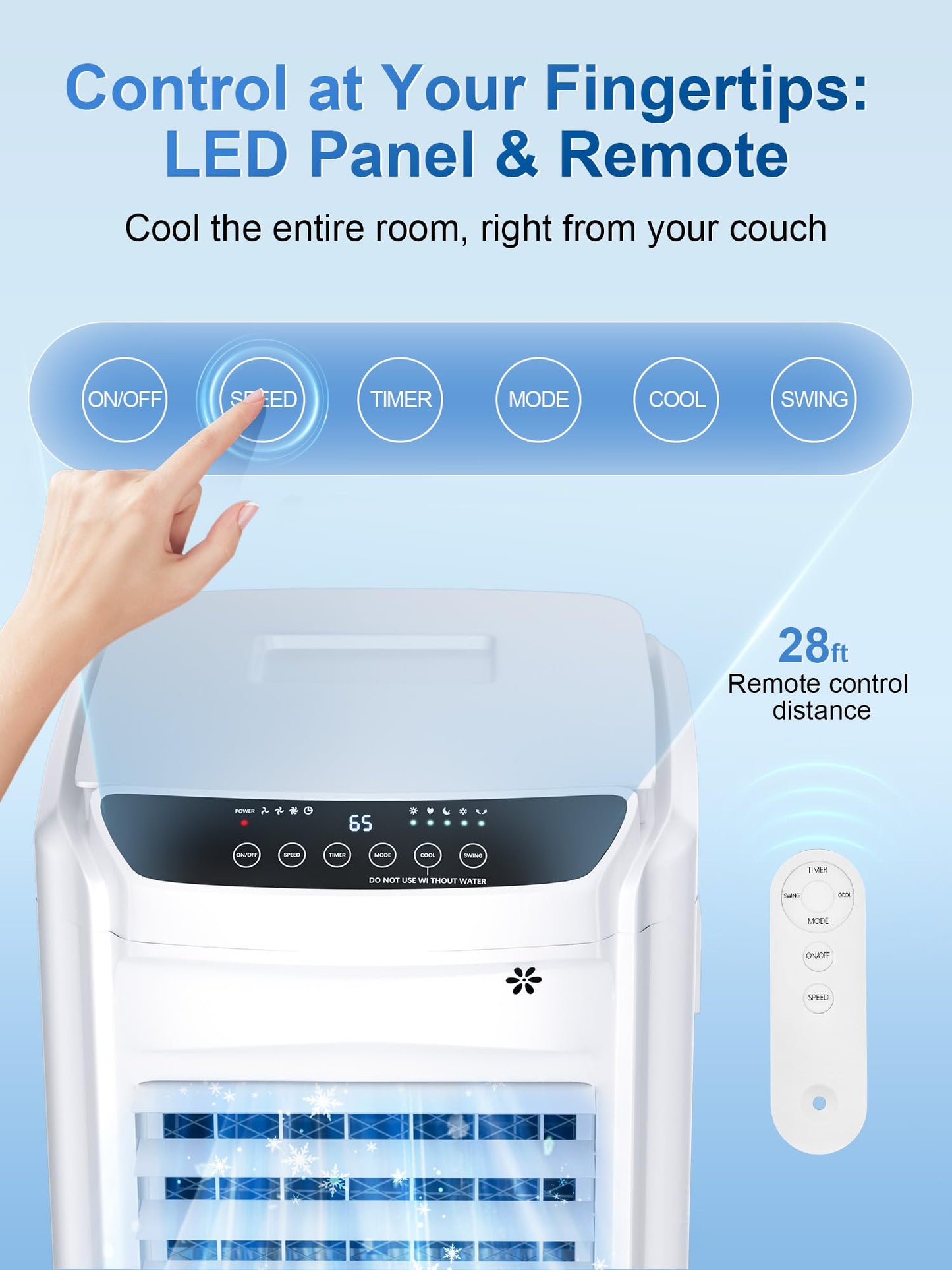 Uthfy 32" Evaporative Air Cooler with 4 Ice Packs, 4 Modes & 3 Speeds, Swamp Cooler with 4.2 Gal Water Tank, 120° Oscillation, 12H Timer, Remote, White, Portable Air Conditioner for Bedroom, Office