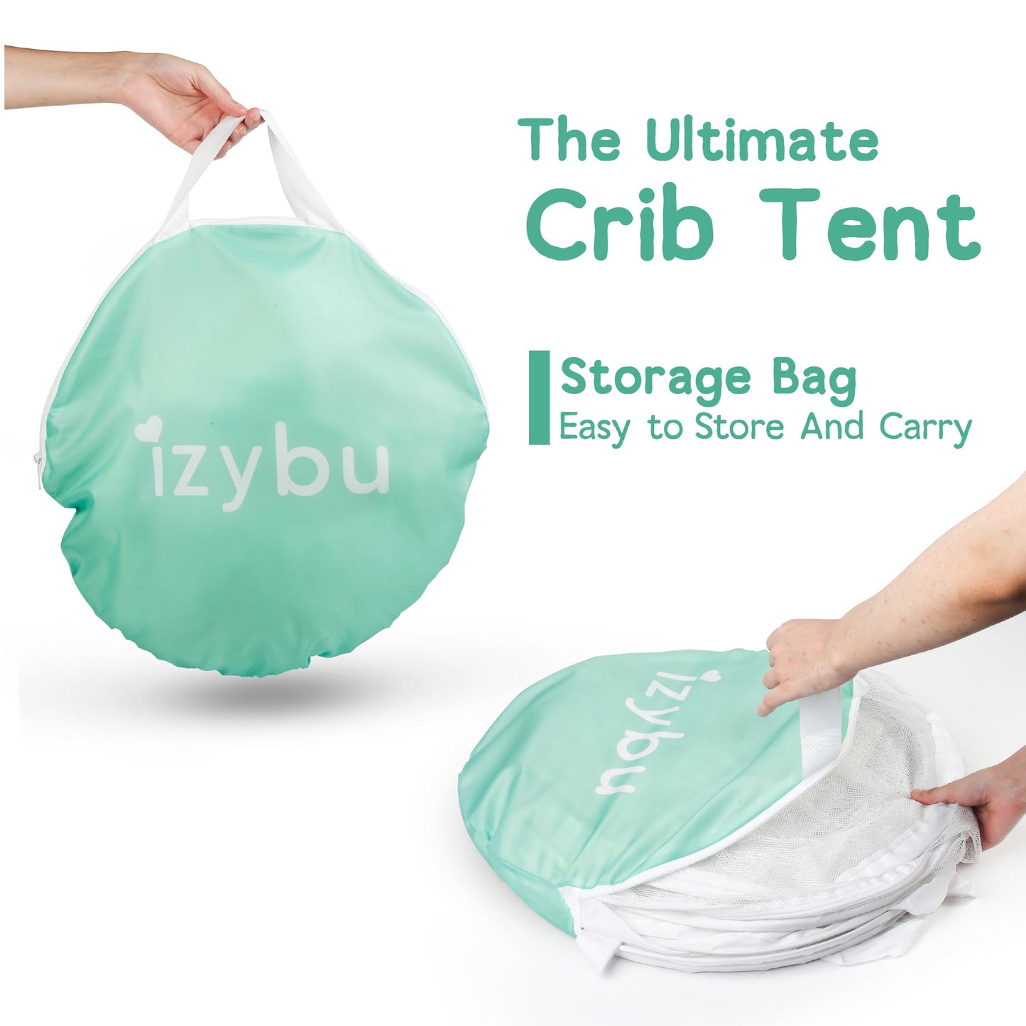 Baby Crib Tent to Keep Baby from Climbing Out – Breathable Cotton Mesh – Locking Zippers – Pop-Up Crib Canopy Net – Safe Anti-Climb Crib Cover – Izybu Crib Tent – Fits Standard 52” Cribs