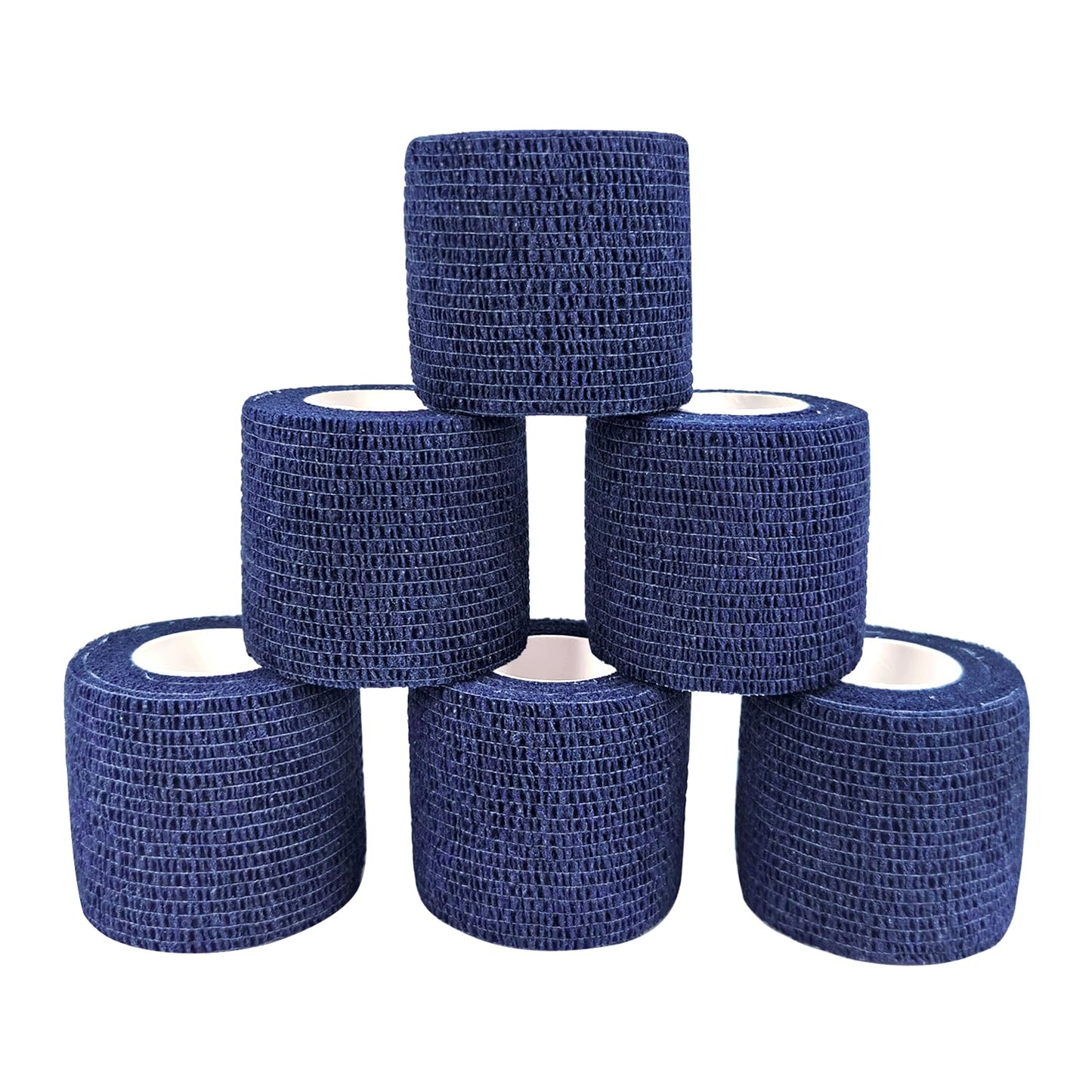 COMOmed Self Adherent Cohesive Bandage 2"x5 Yards First Aid Bandages Stretch Sport Athletic Wrap Vet Tape for Wrist Ankle Sprain and Swelling,Navy Blue(6 Rolls)